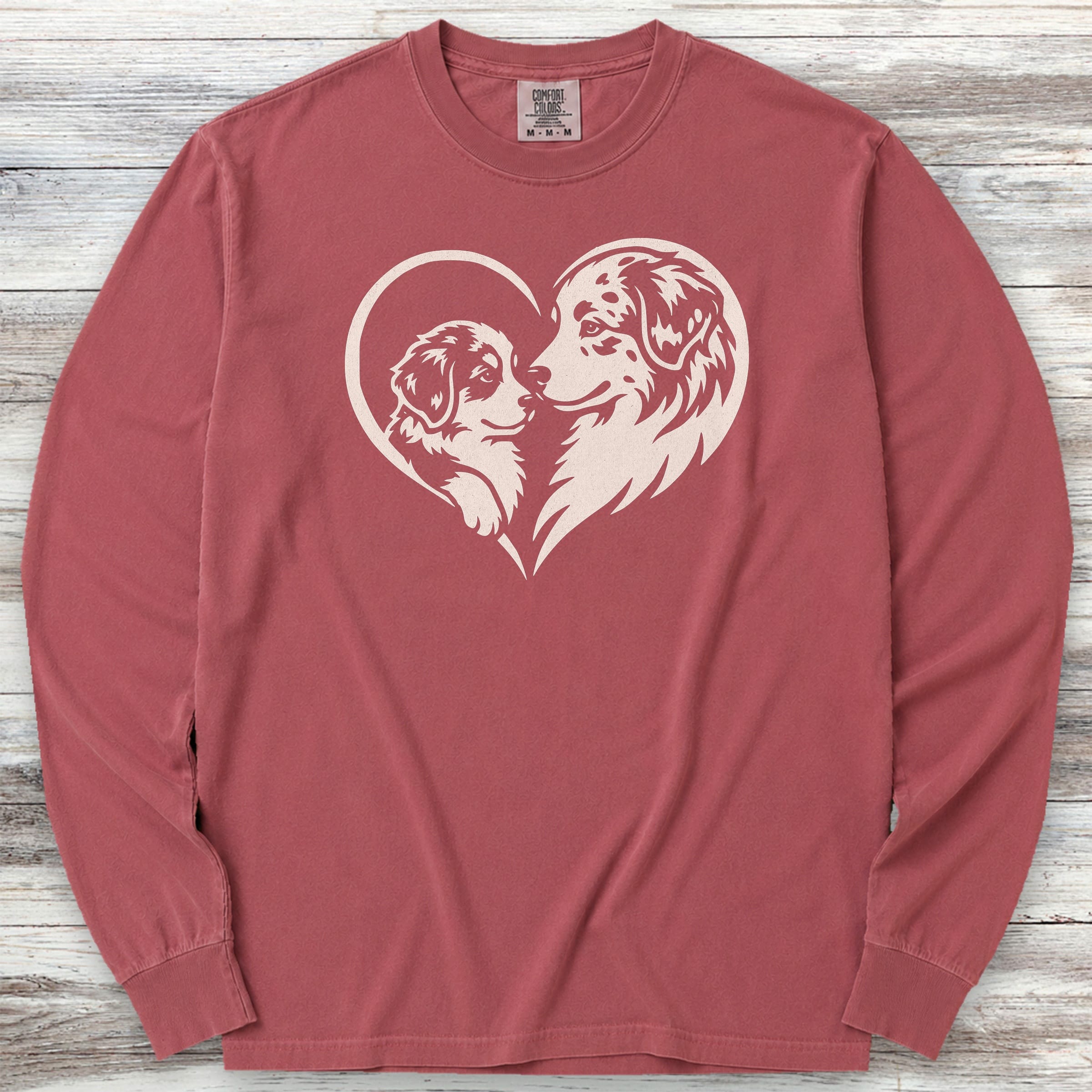 Australian Shepherd Heart Bond Long Sleeve Tee - Brick