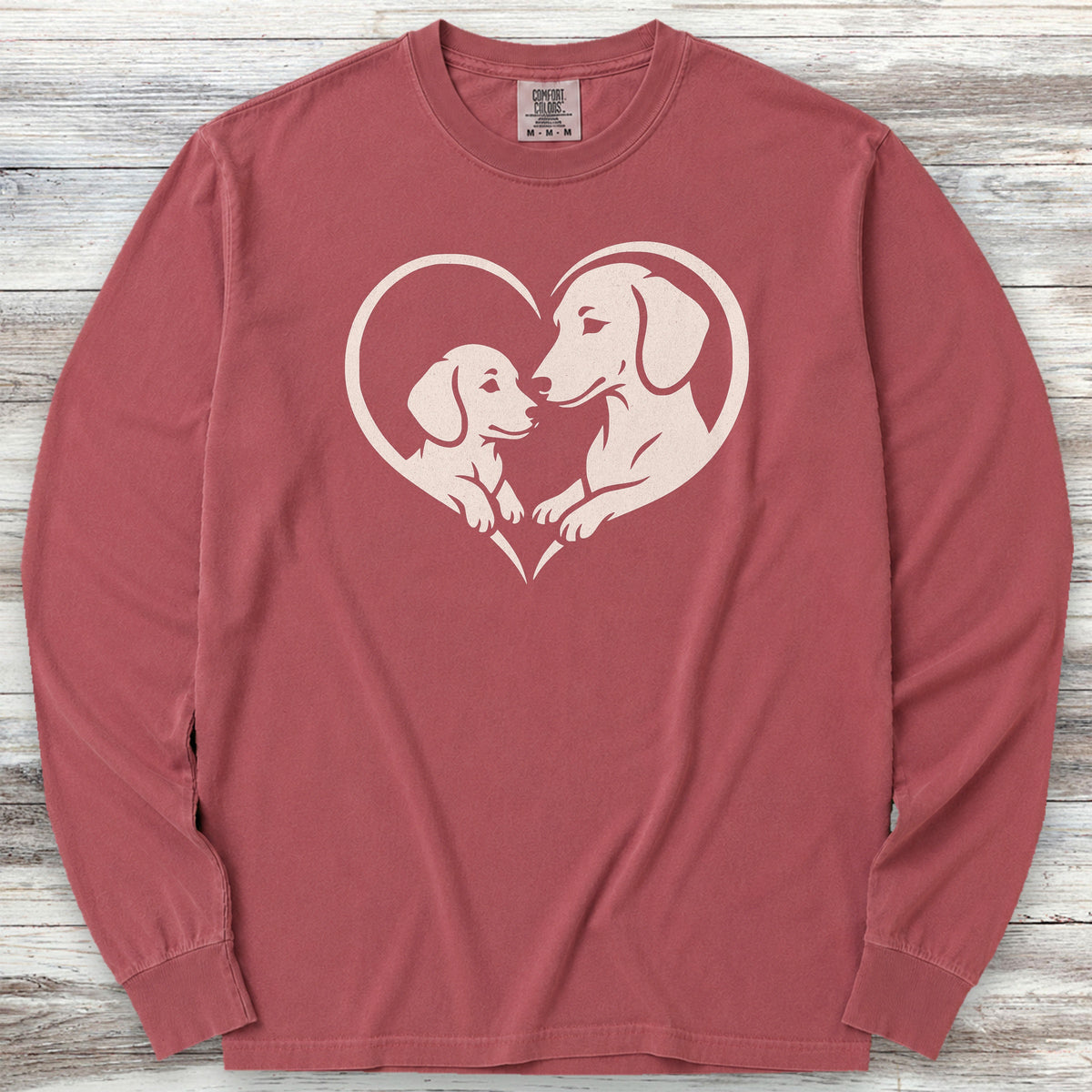 Dachshund Heart Bond Long Sleeve Tee - Brick
