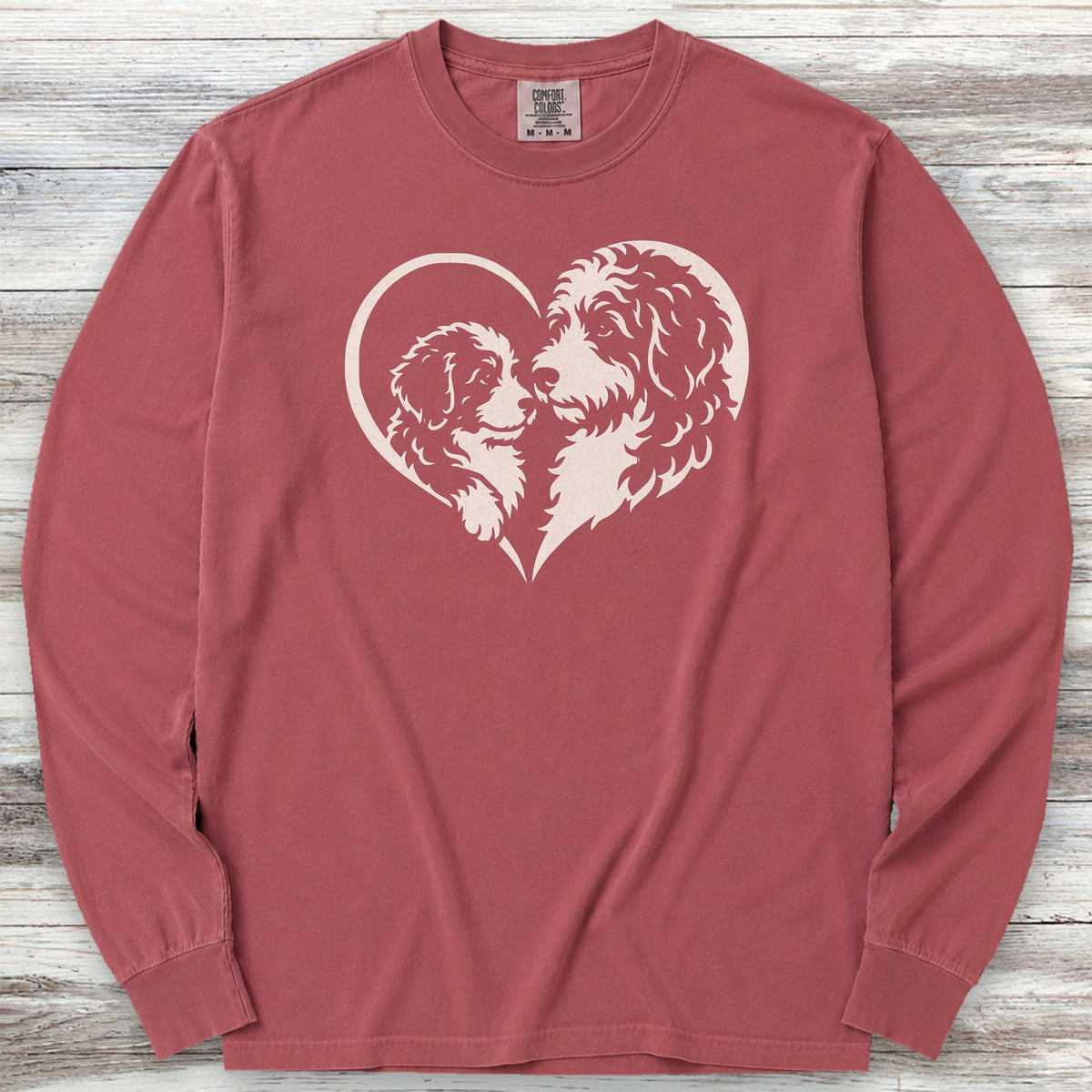 Bernedoodle Heart Bond Long Sleeve Tee - Brick