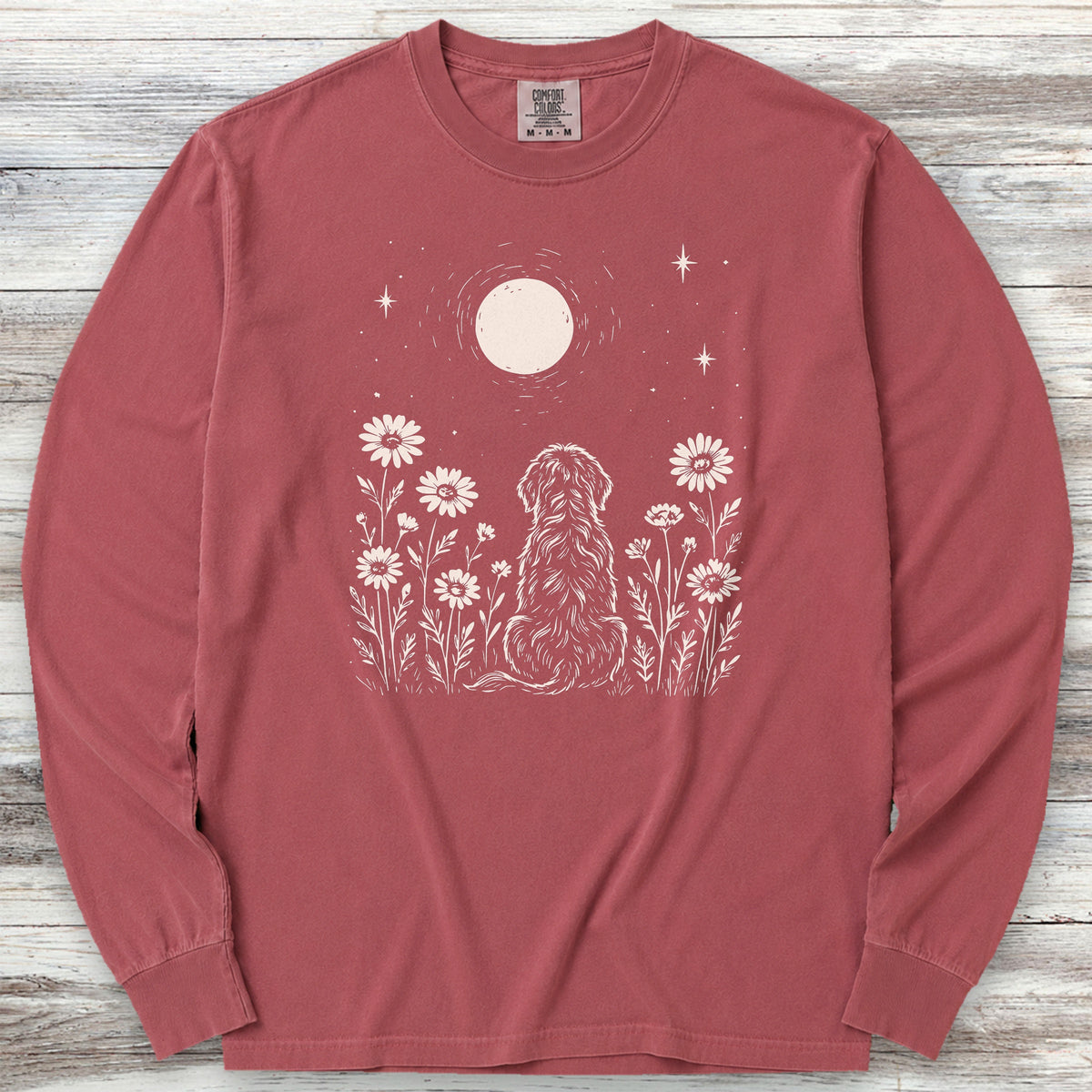 Doodle Moonlight & Wildflowers Long Sleeve Tee - Brick