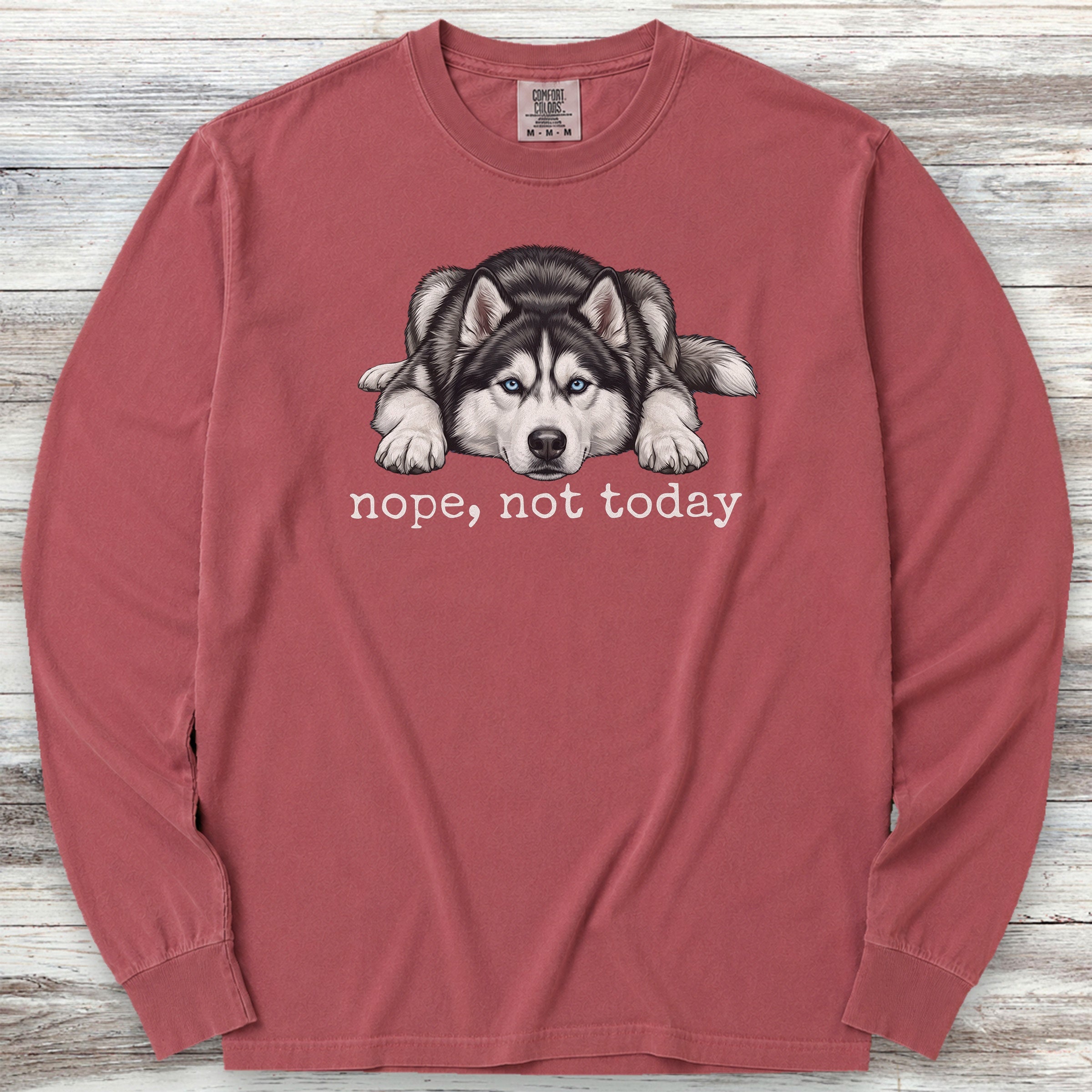 Husky Nope Long Sleeve Tee - Brick