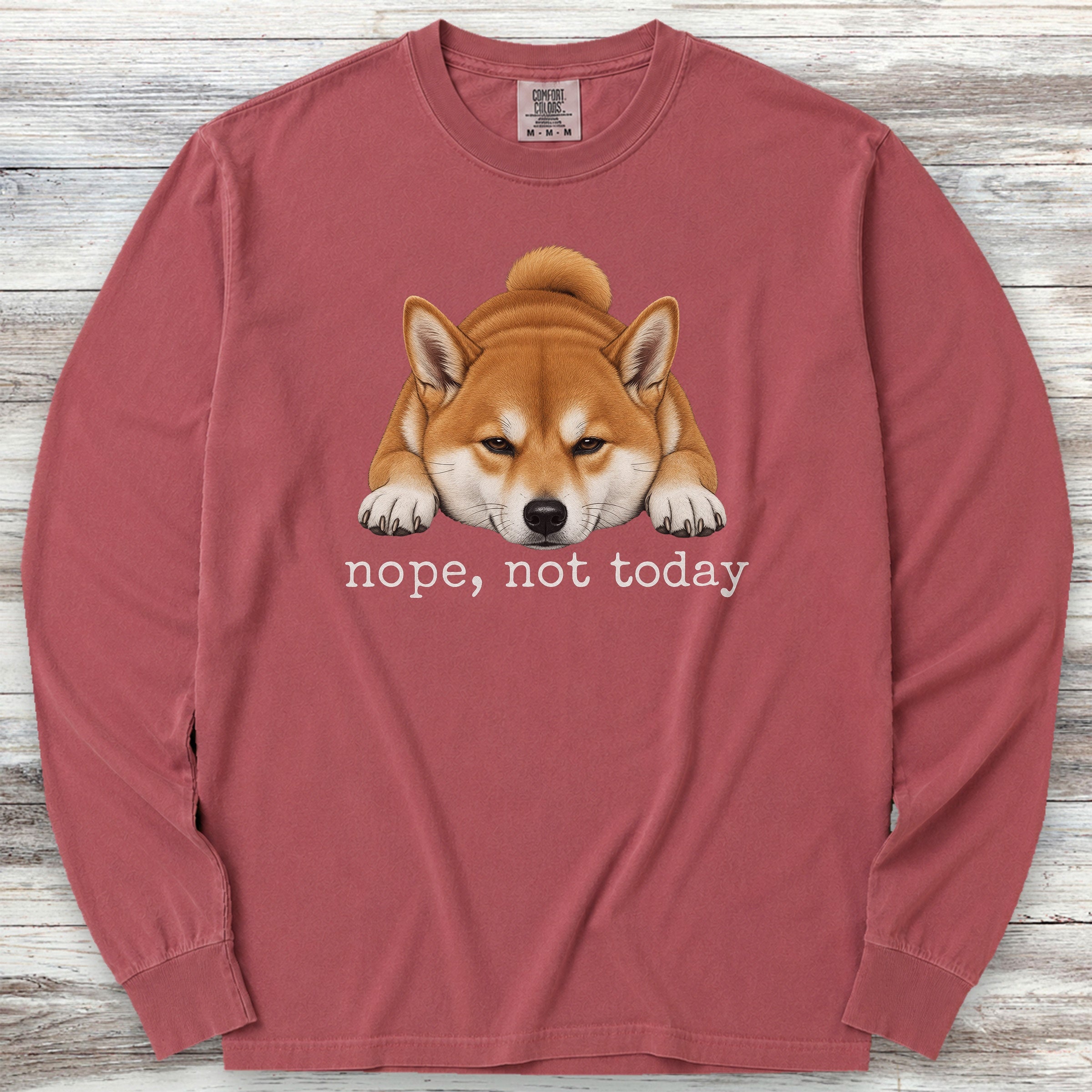 Shiba Inu Nope Long Sleeve Tee - Brick