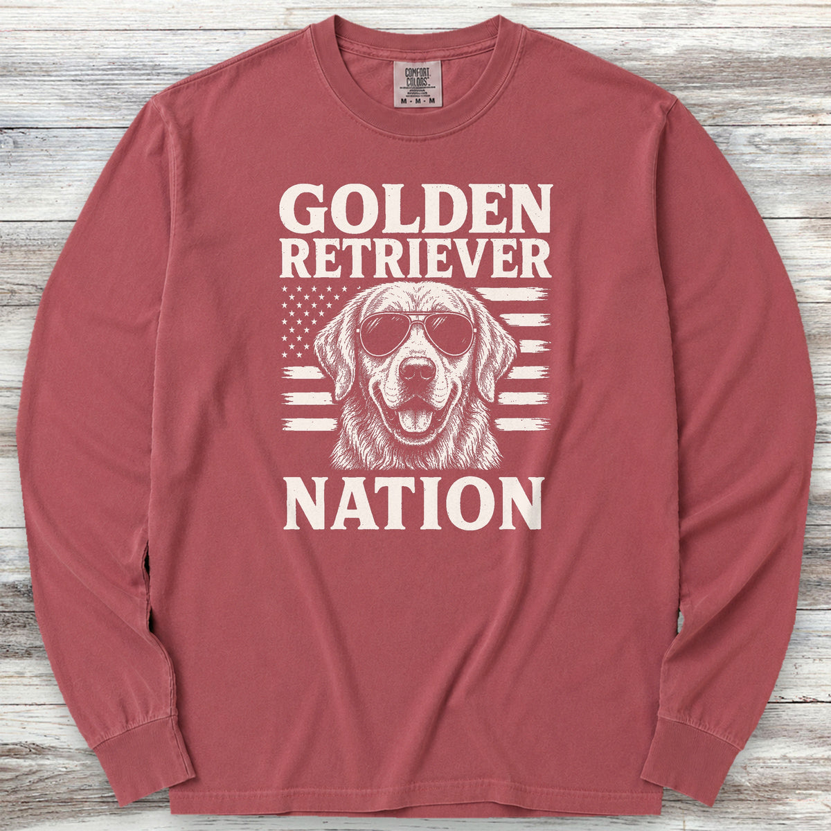 Golden Retriever Nation Long Sleeve Tee - Brick