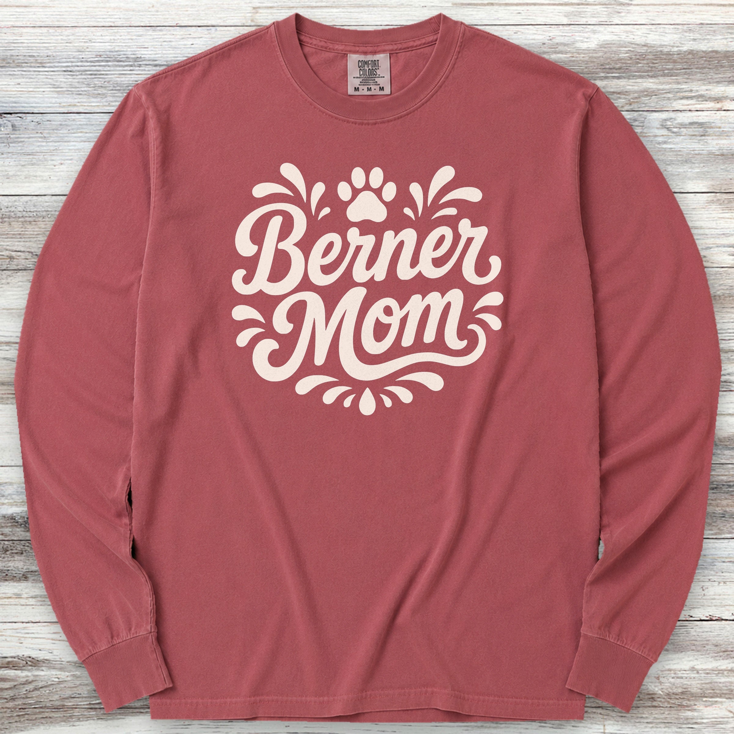 Bernese Mountain Dog Groovy Mom Long Sleeve Tee - Brick