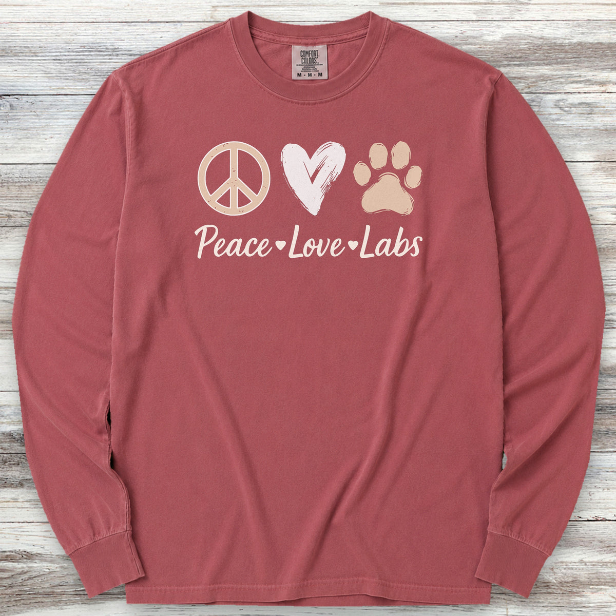 Labrador Retriever Lab Peace Long Sleeve Tee - Brick