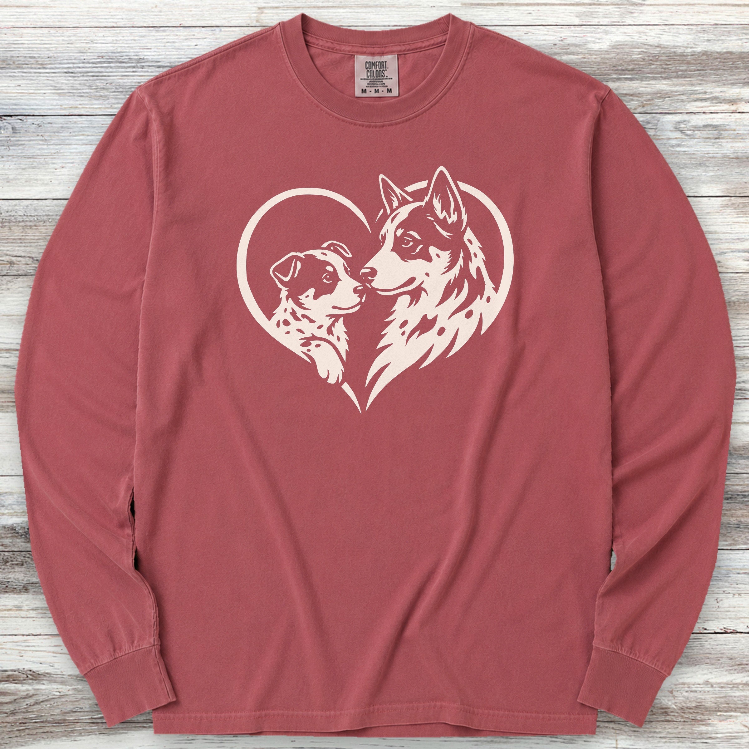 Australian Cattle Dog Heart Bond Long Sleeve Tee - Brick