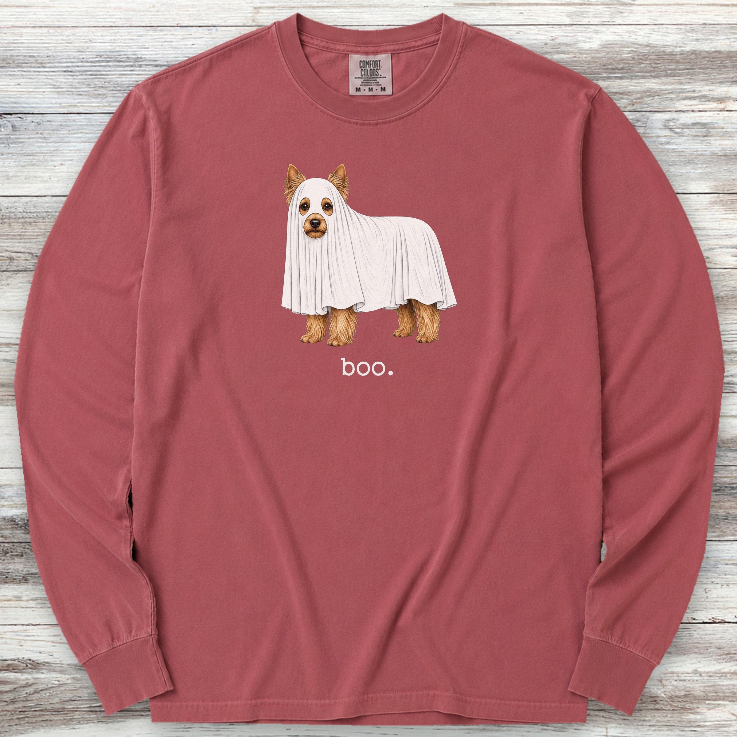 Yorkshire Terrier Boo Long Sleeve Tee - Brick