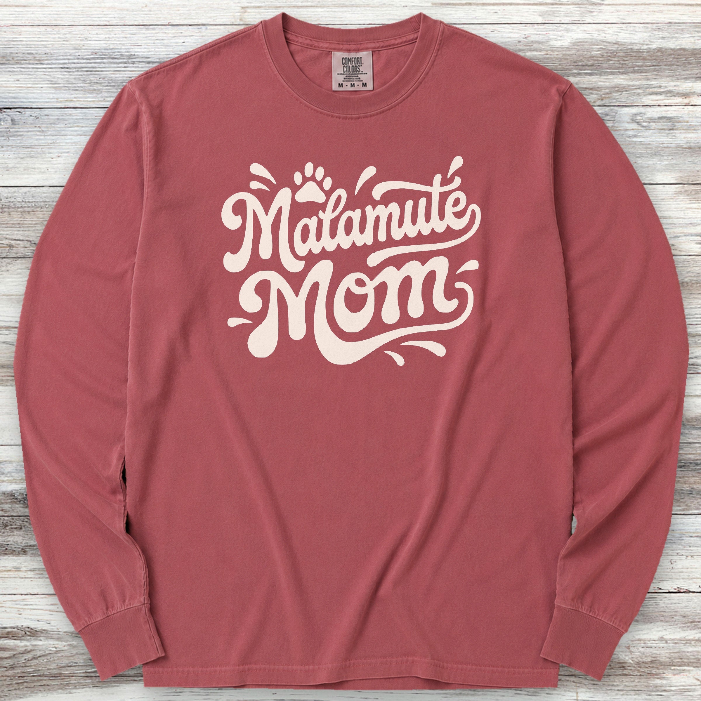 Alaskan Malamute Groovy Mom Long Sleeve Tee - Brick