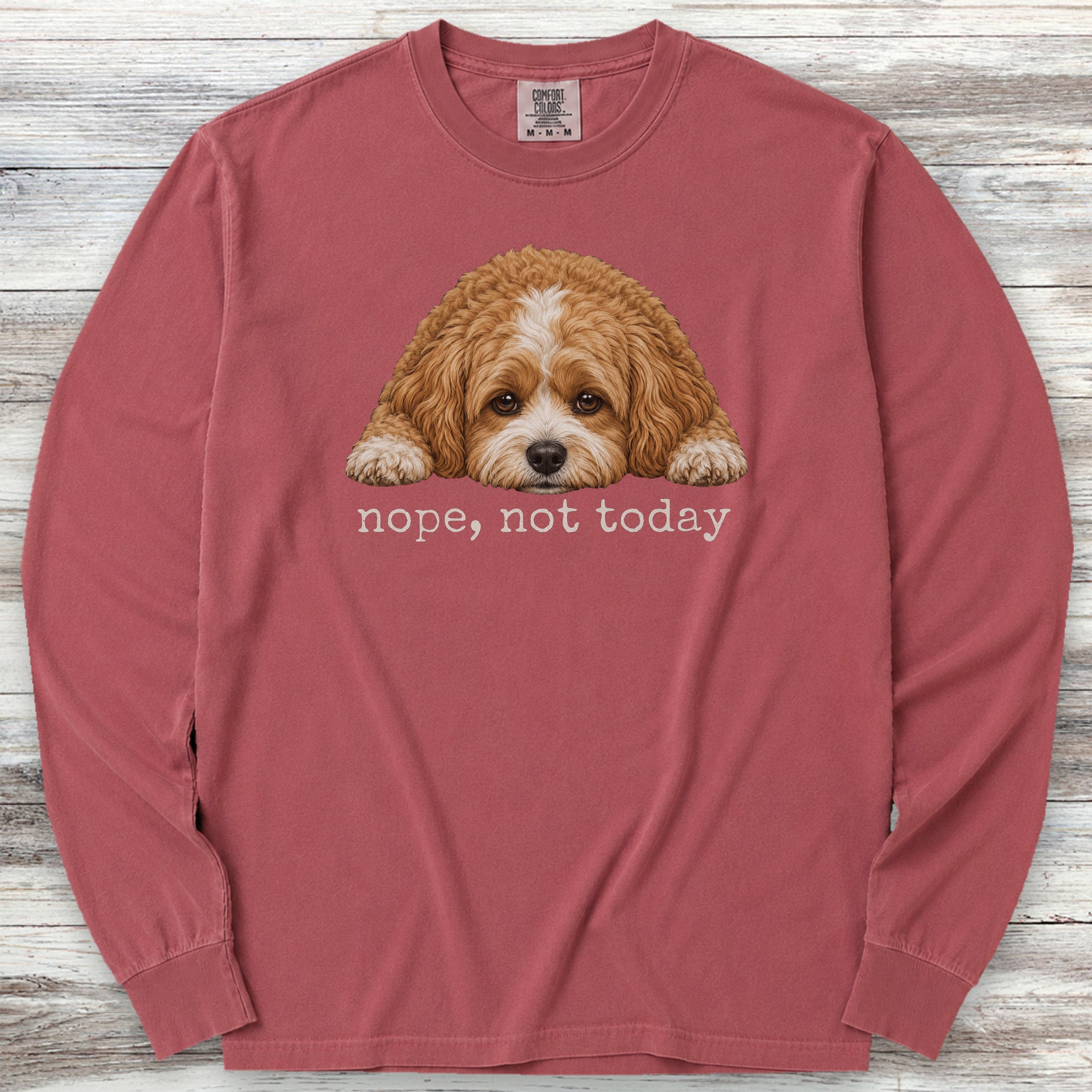 Cavapoo Nope Long Sleeve Tee - Brick