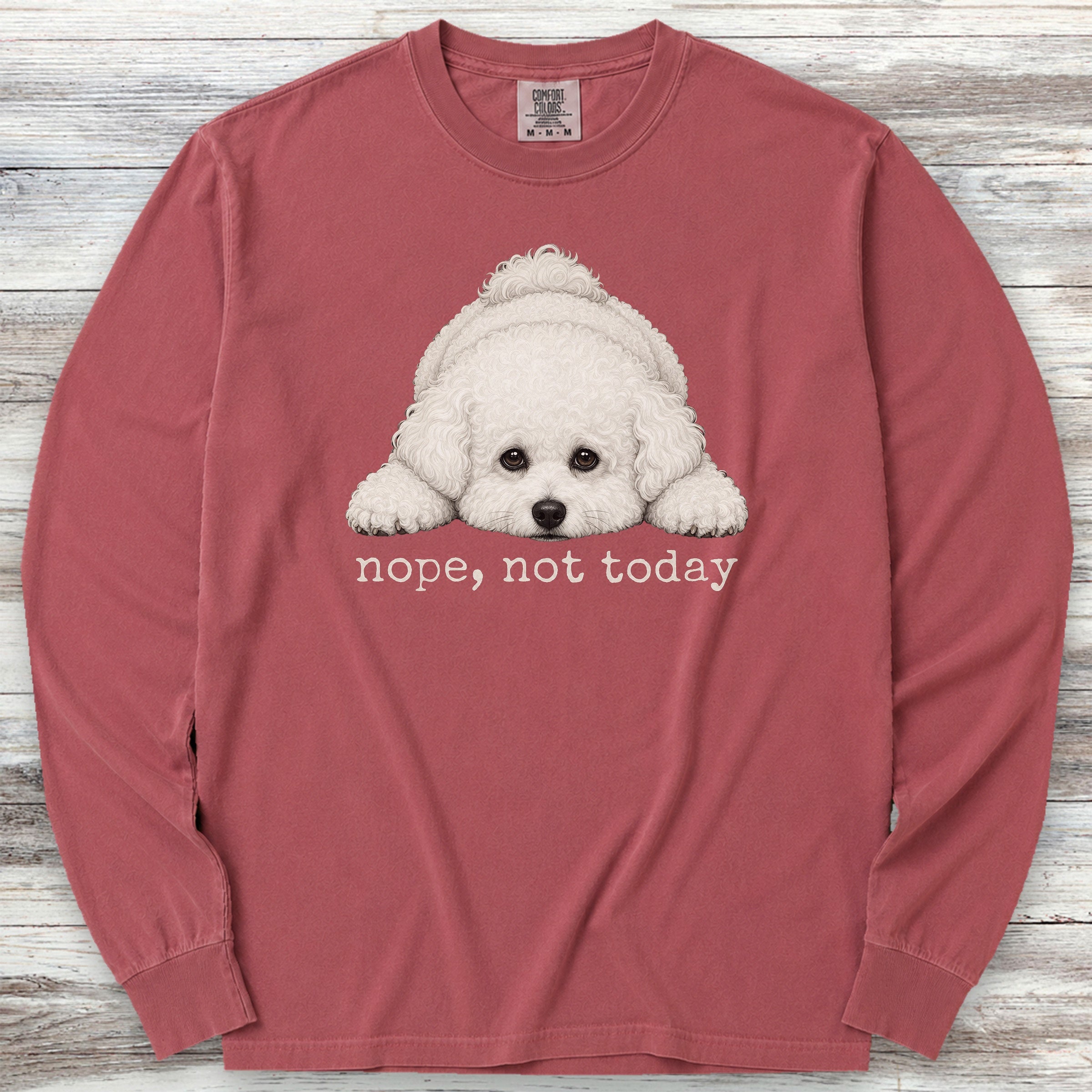Bichon Frise Nope Long Sleeve Tee - Brick