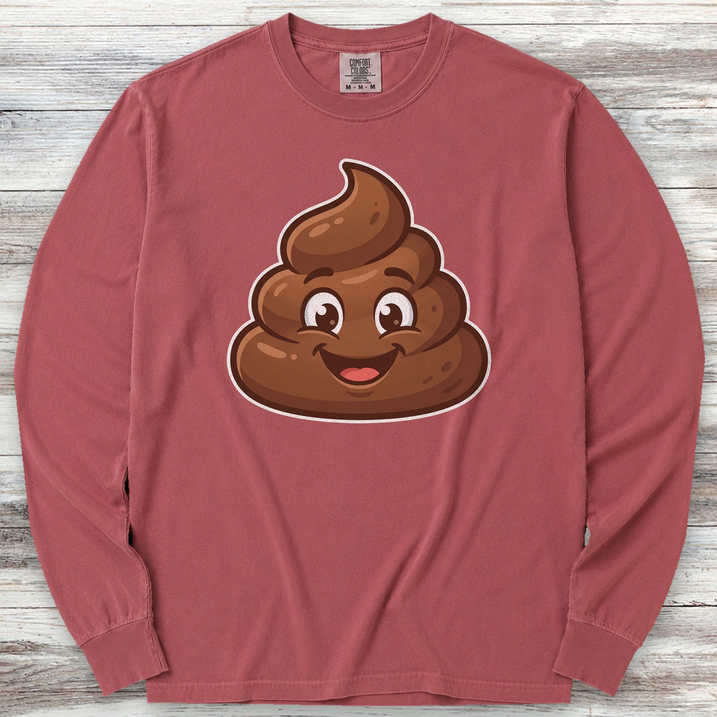 Dog Poop Long Sleeve Tee - Brick