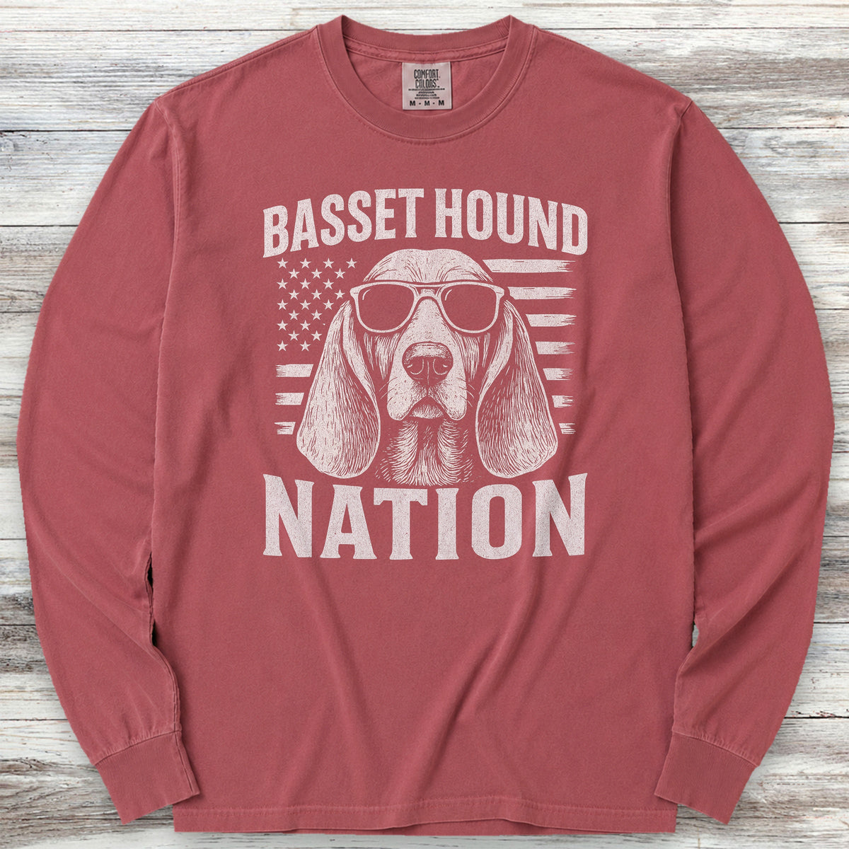 Basset Hound Nation Long Sleeve Tee - Brick