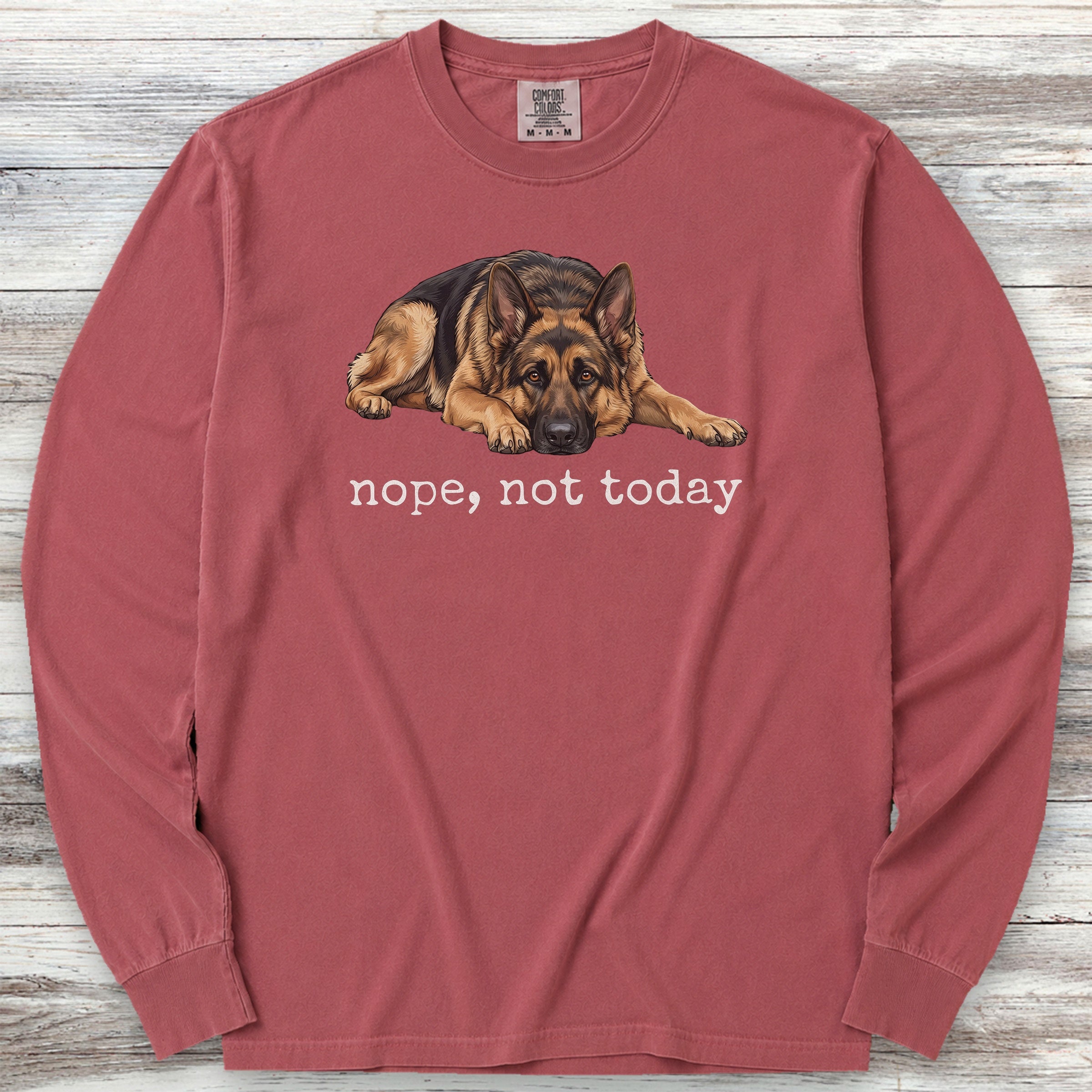 German Shepherd Nope Long Sleeve Tee - Brick