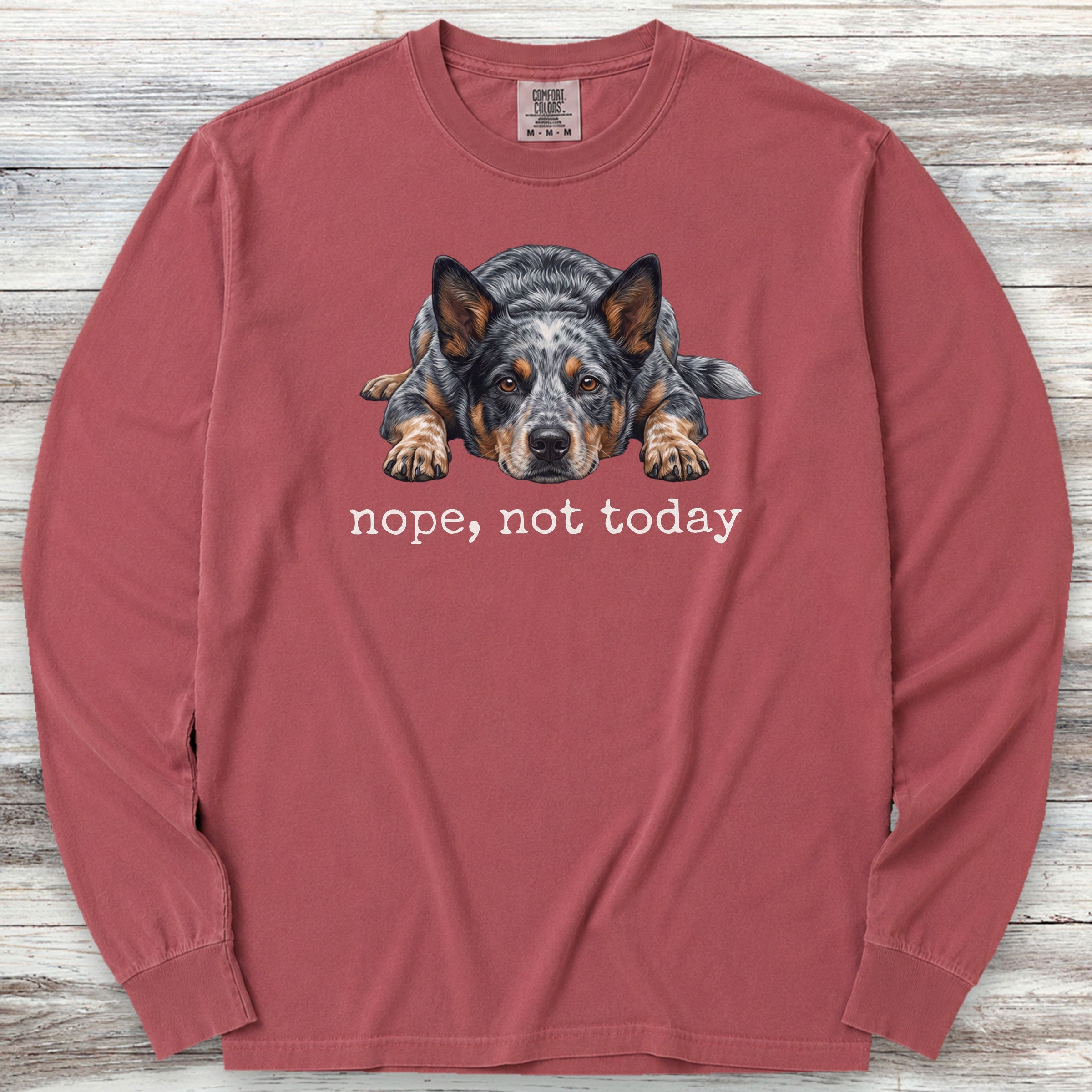 Australian Cattle Dog Blue Heeler Nope Long Sleeve Tee - Brick