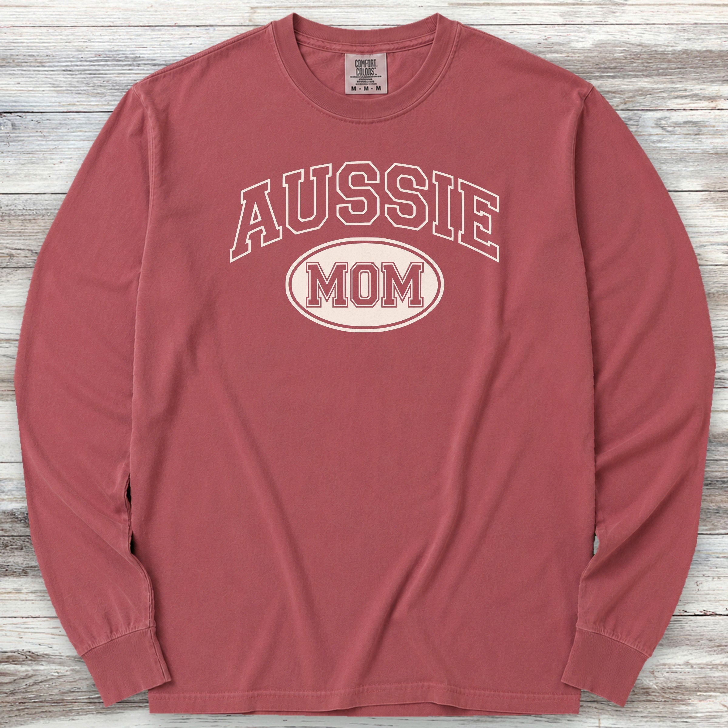 Australian Shepherd University Mom Long Sleeve Tee - Brick