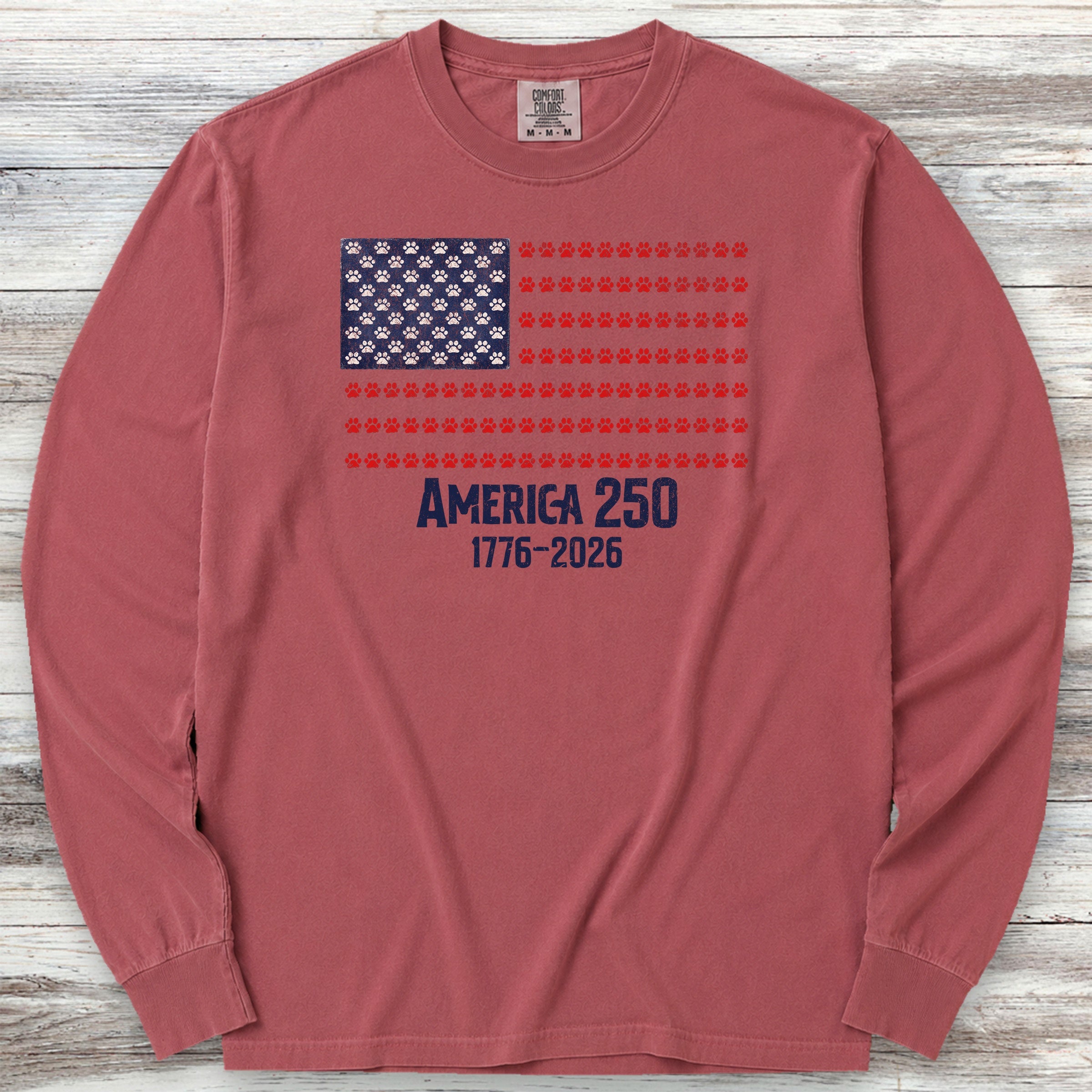 Vintage Red White & Paws 250 Long Sleeve Tee - Brick