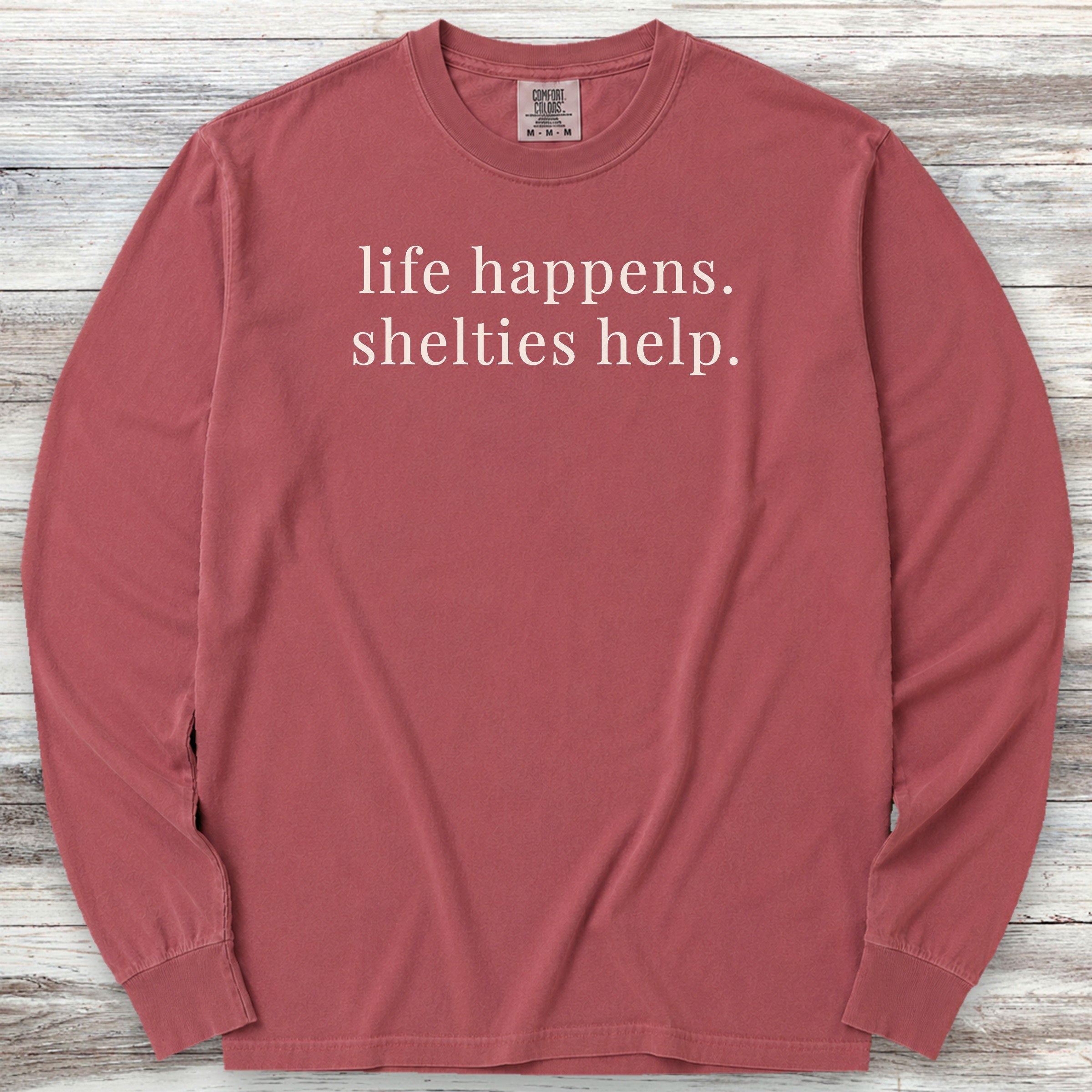 Shetland Sheepdog Help Long Sleeve Tee - Brick