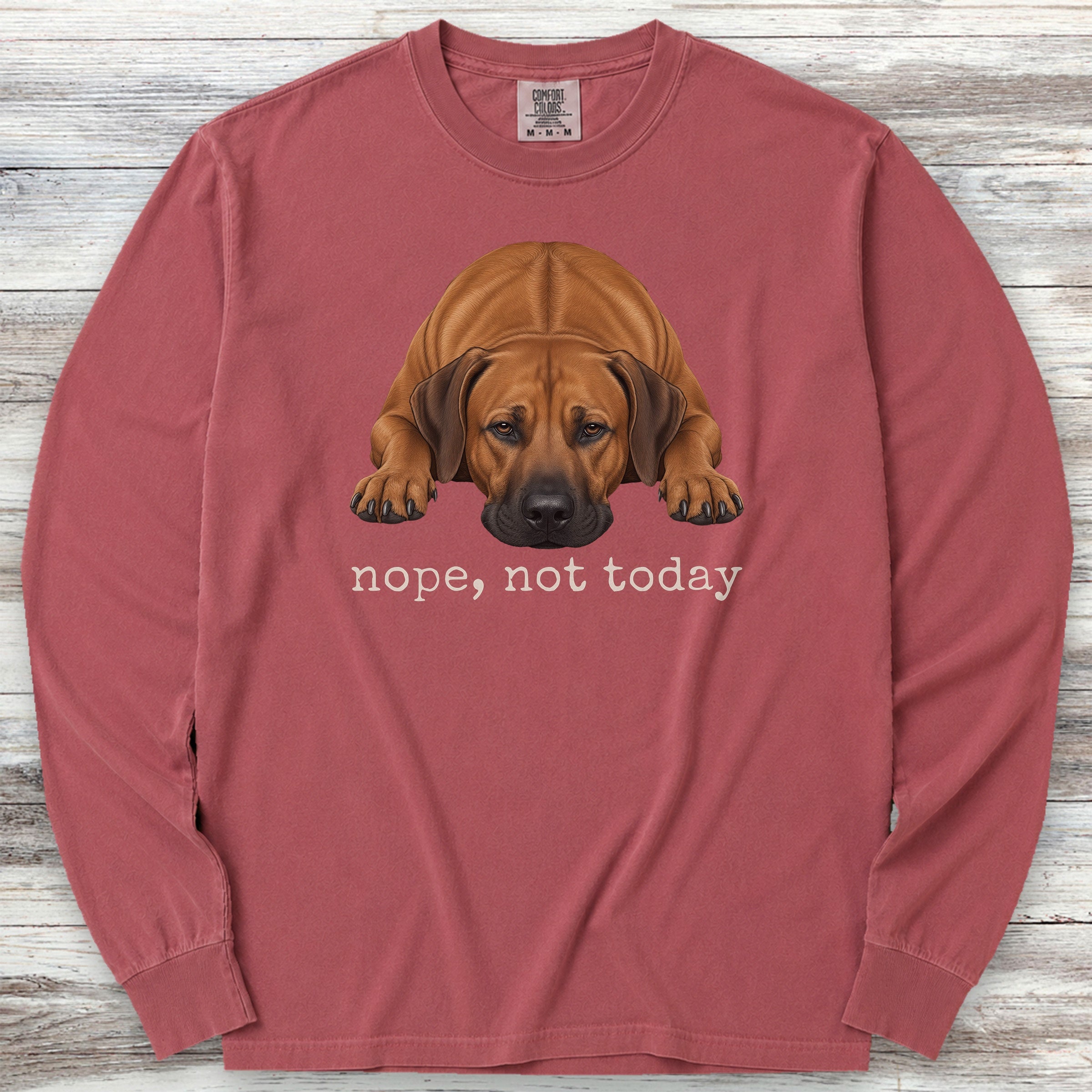 Rhodesian Ridgeback Nope Long Sleeve Tee - Brick