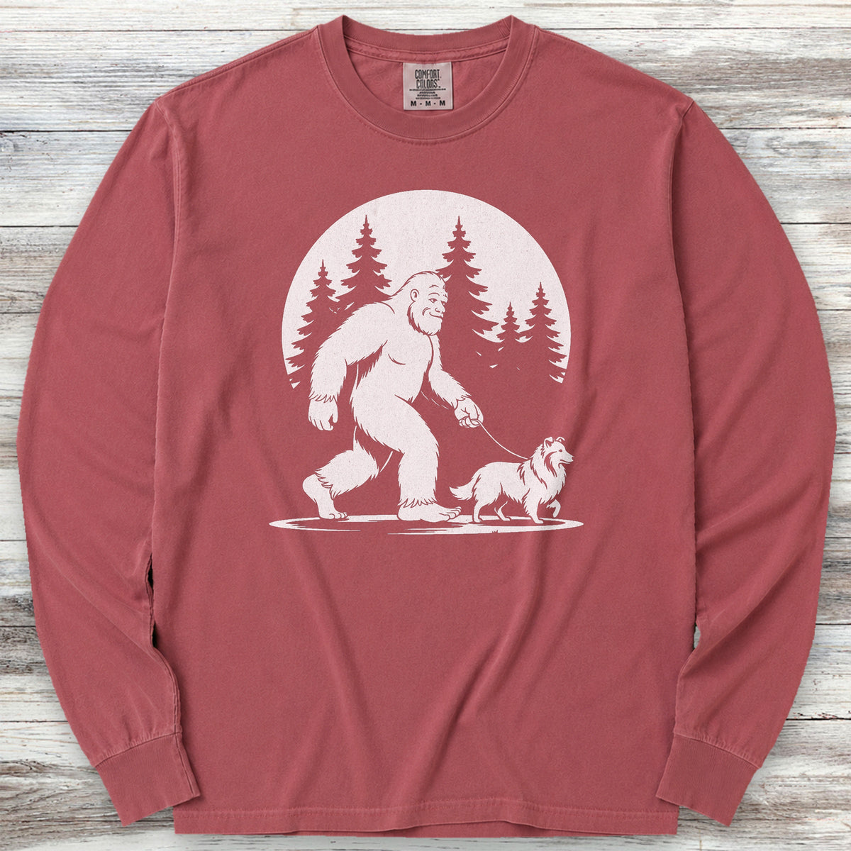 Shetland Sheepdog Bigfoot Long Sleeve Tee - Brick