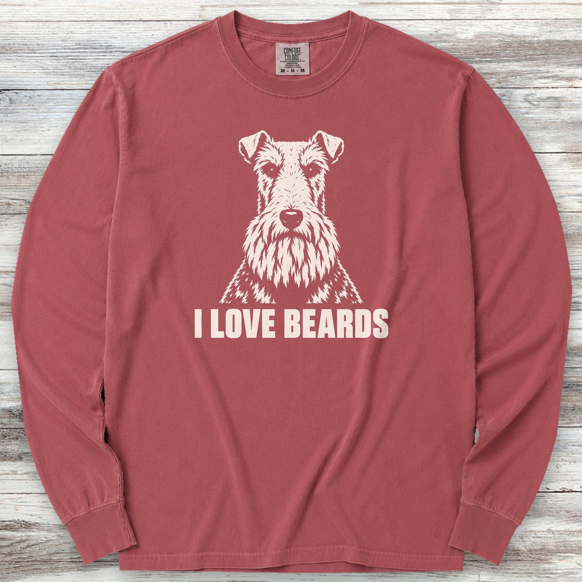Wire Fox Terrier I Love Beards Long Sleeve Tee - Brick