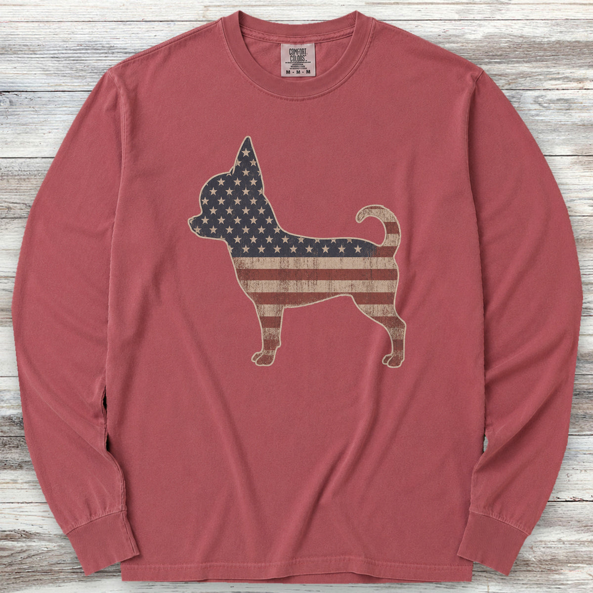 Chihuahua Vintage USA Long Sleeve Tee - Brick