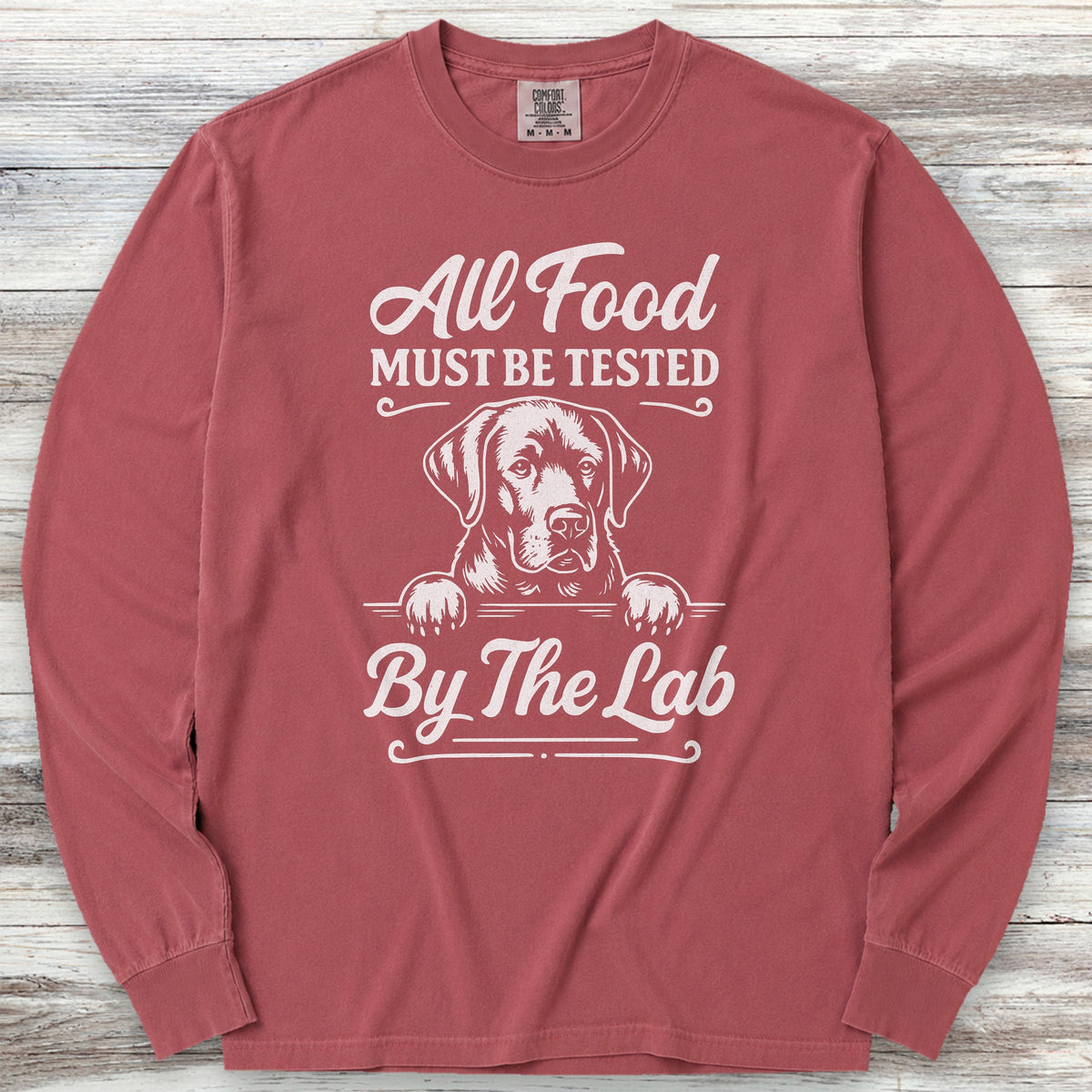 Labrador Retriever Food Test Long Sleeve Tee - Brick