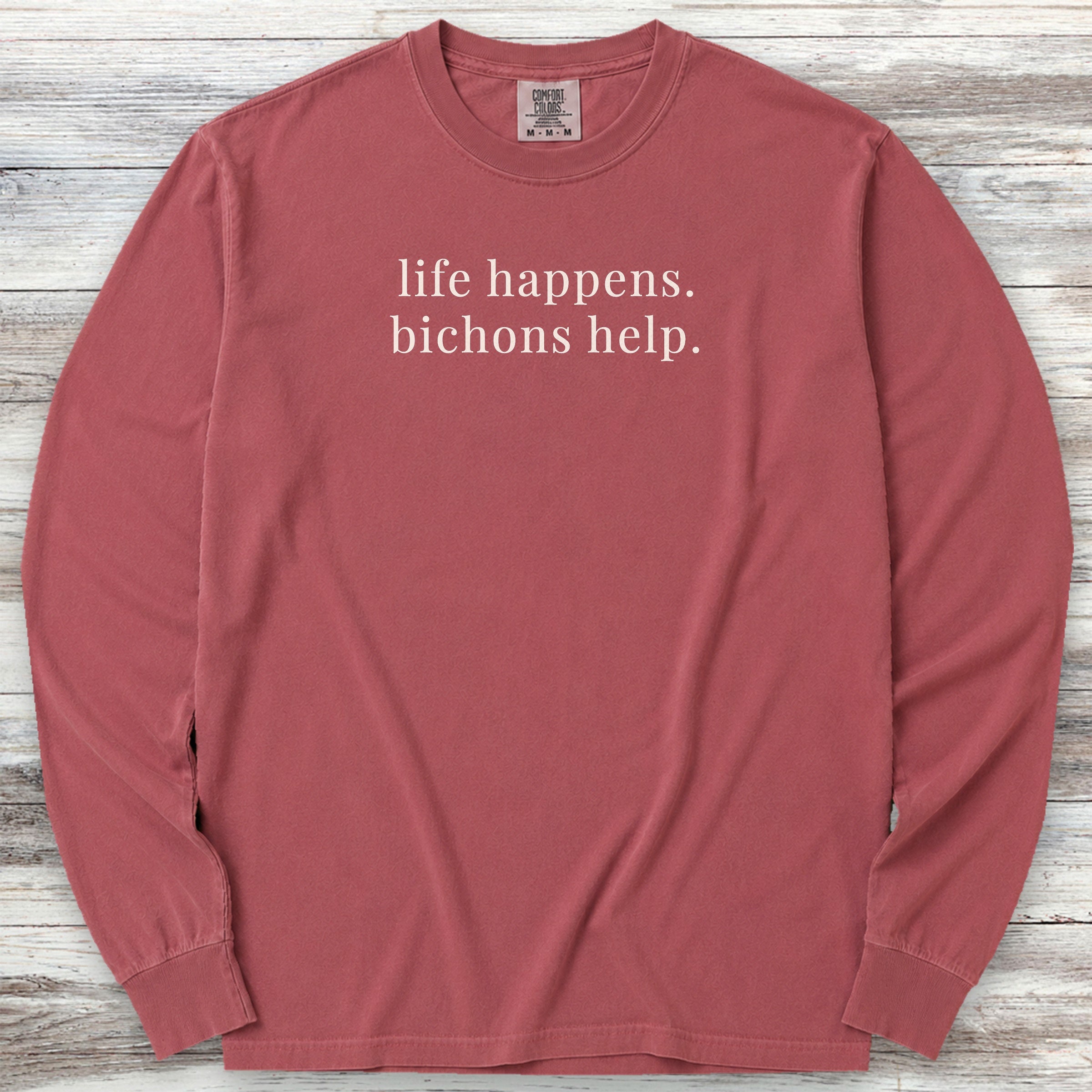 Bichon Frise Help Long Sleeve Tee - Brick