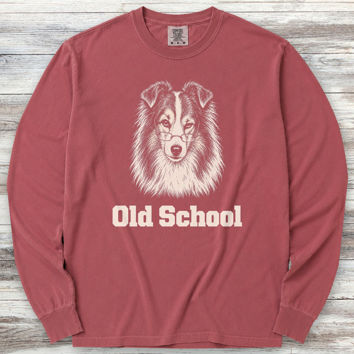 Shetland Sheepdog Old School Long Sleeve Tee - Brick