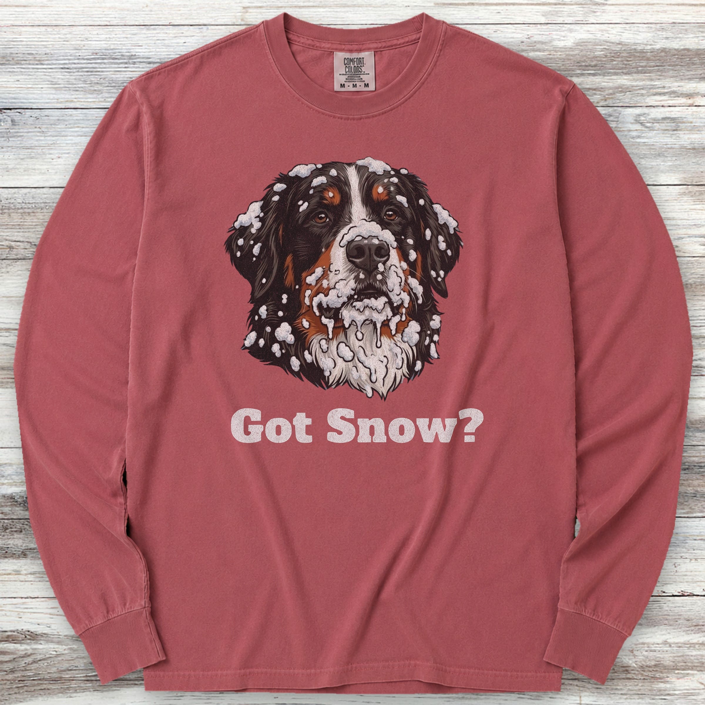 Bernese Mountain Dog Got Snow Long Sleeve Tee - Brick