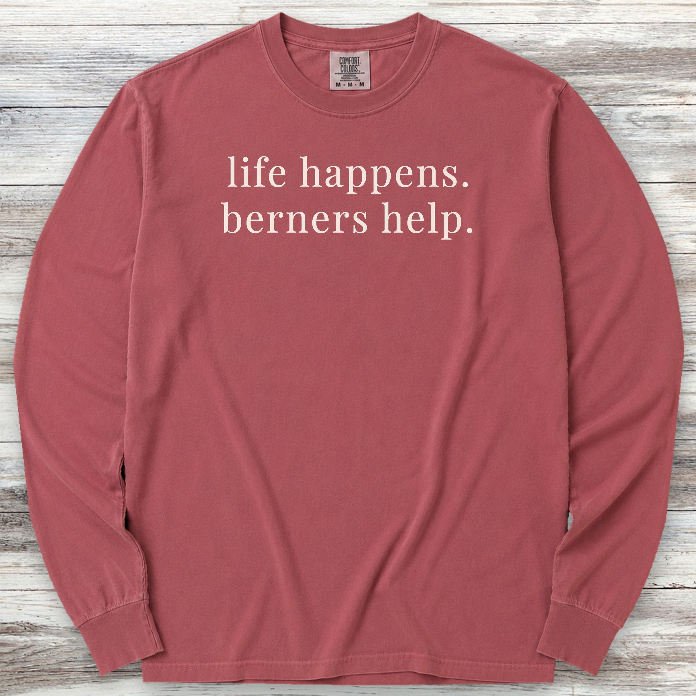 Bernese Mountain Dog Help Long Sleeve Tee - Brick