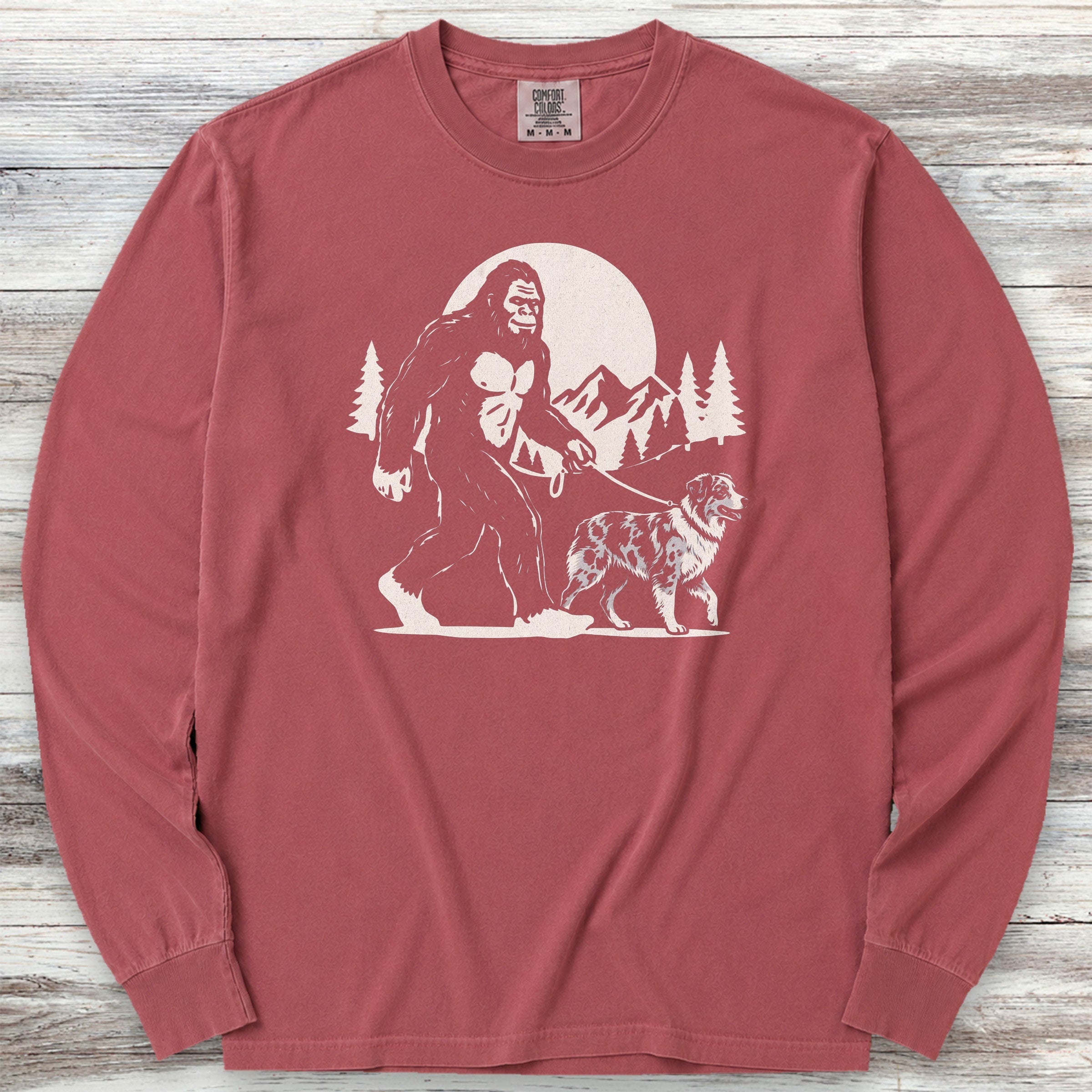 Australian Shepherd Merle Bigfoot Long Sleeve Tee - Brick