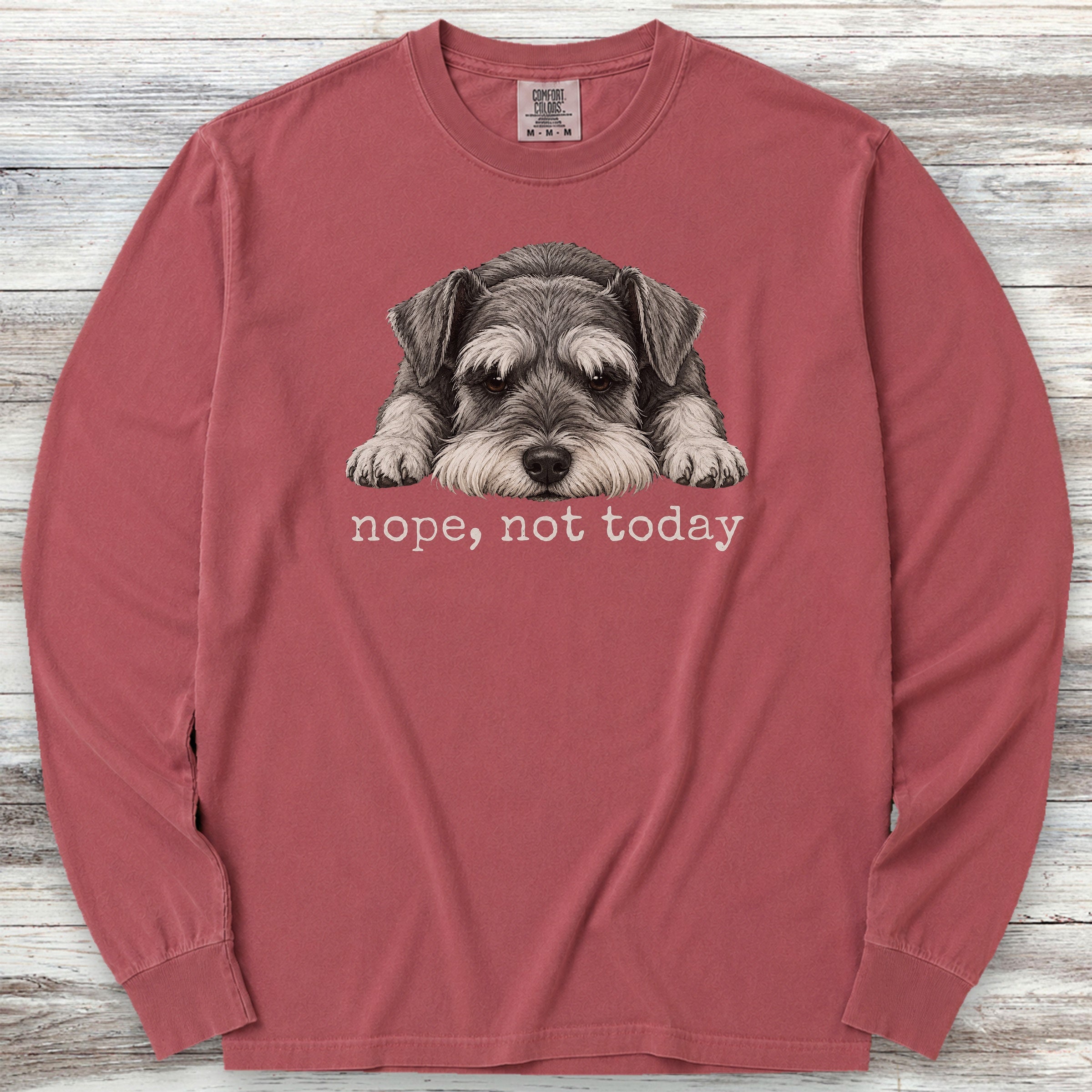 Schnauzer Nope Long Sleeve Tee - Brick
