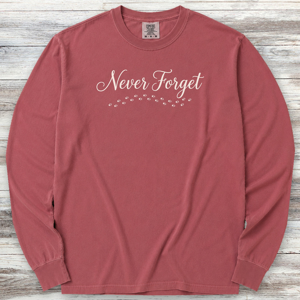 Never Forget Script Long Sleeve Tee - Brick