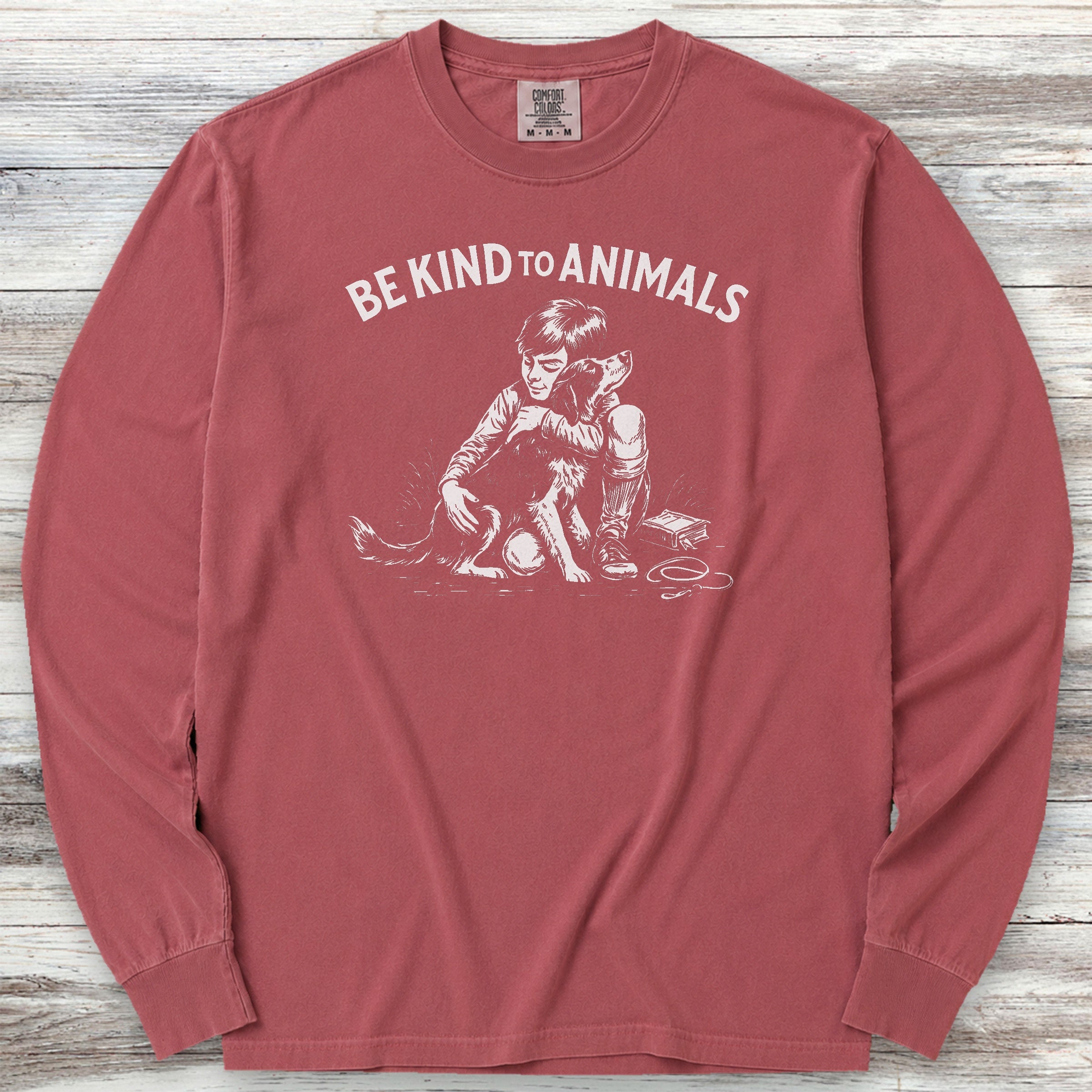 Be Kind to Animals Long Sleeve Tee - Brick
