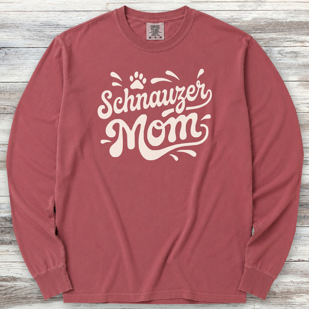 Schnauzer Groovy Mom Long Sleeve Tee - Brick