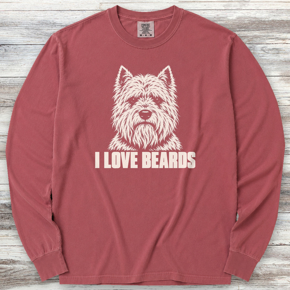 West Highland I Love Beards Long Sleeve Tee - Brick