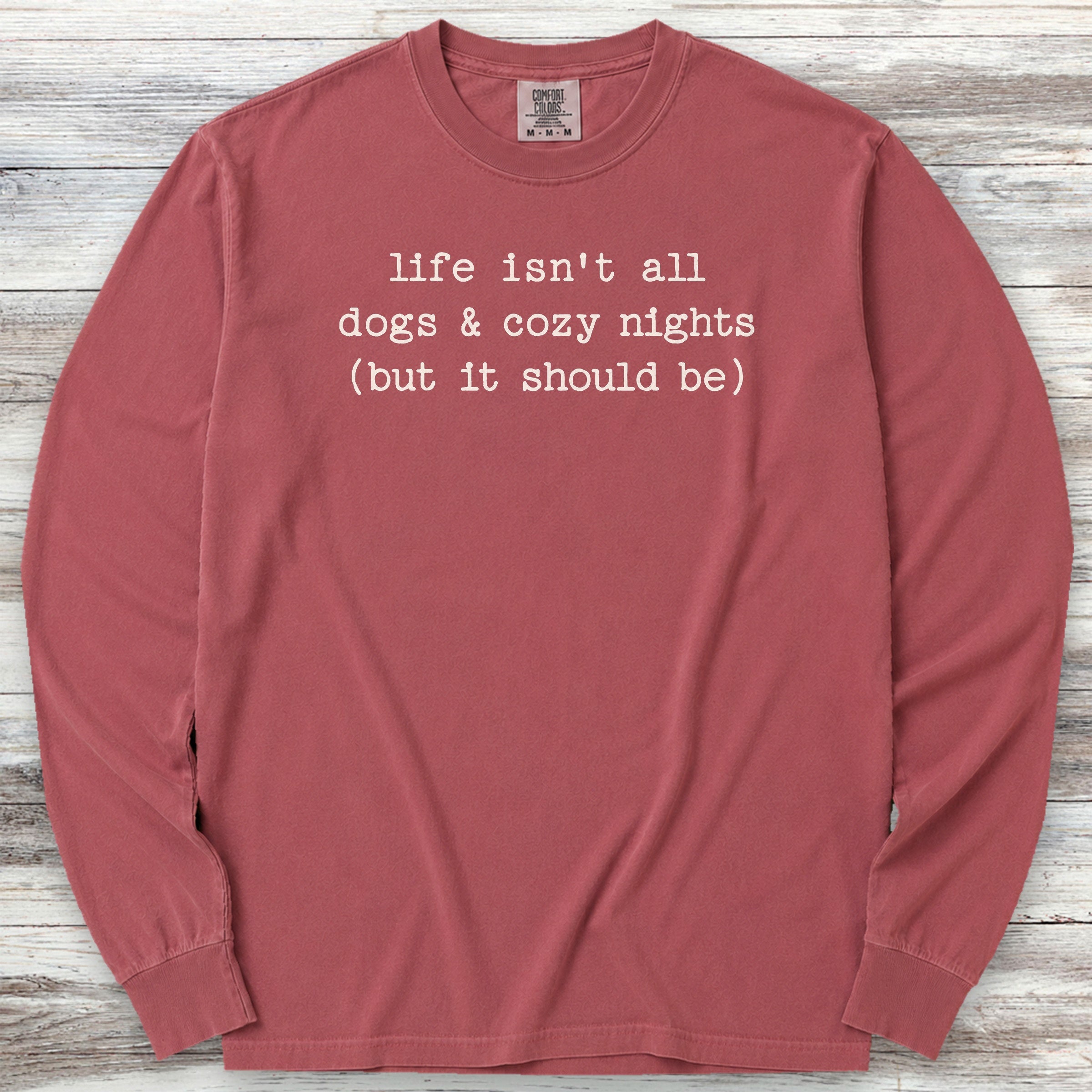 Dogs & Cozy Nights Long Sleeve Tee - Brick