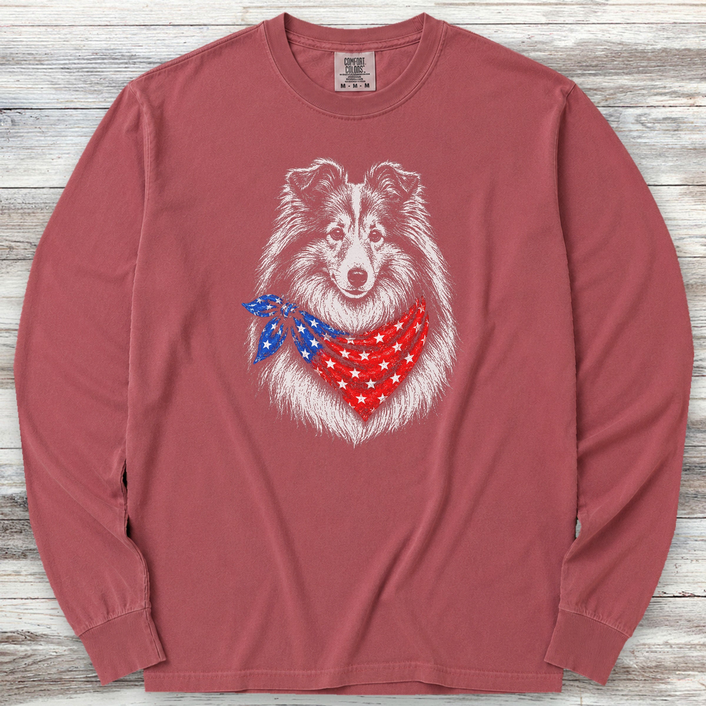 Shetland Sheepdog USA Long Sleeve Tee - Brick