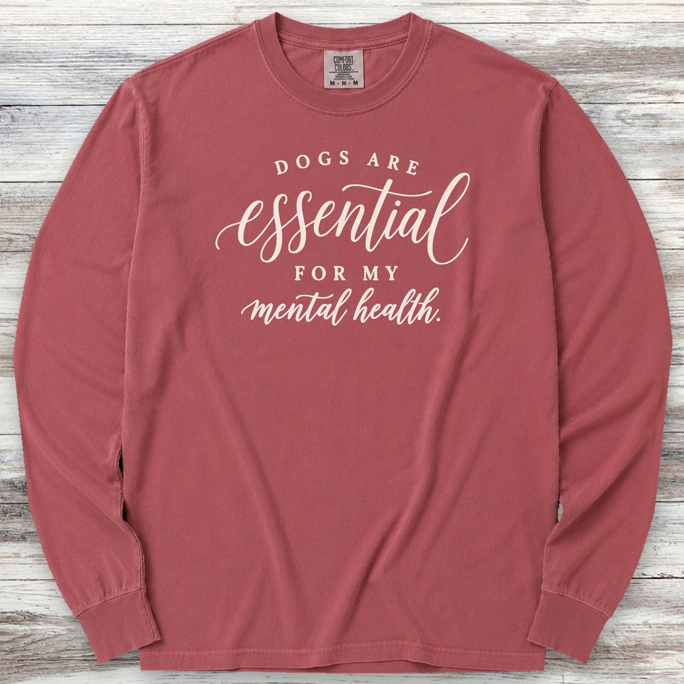 Dogs Are Essential Long Sleeve Tee - Brick