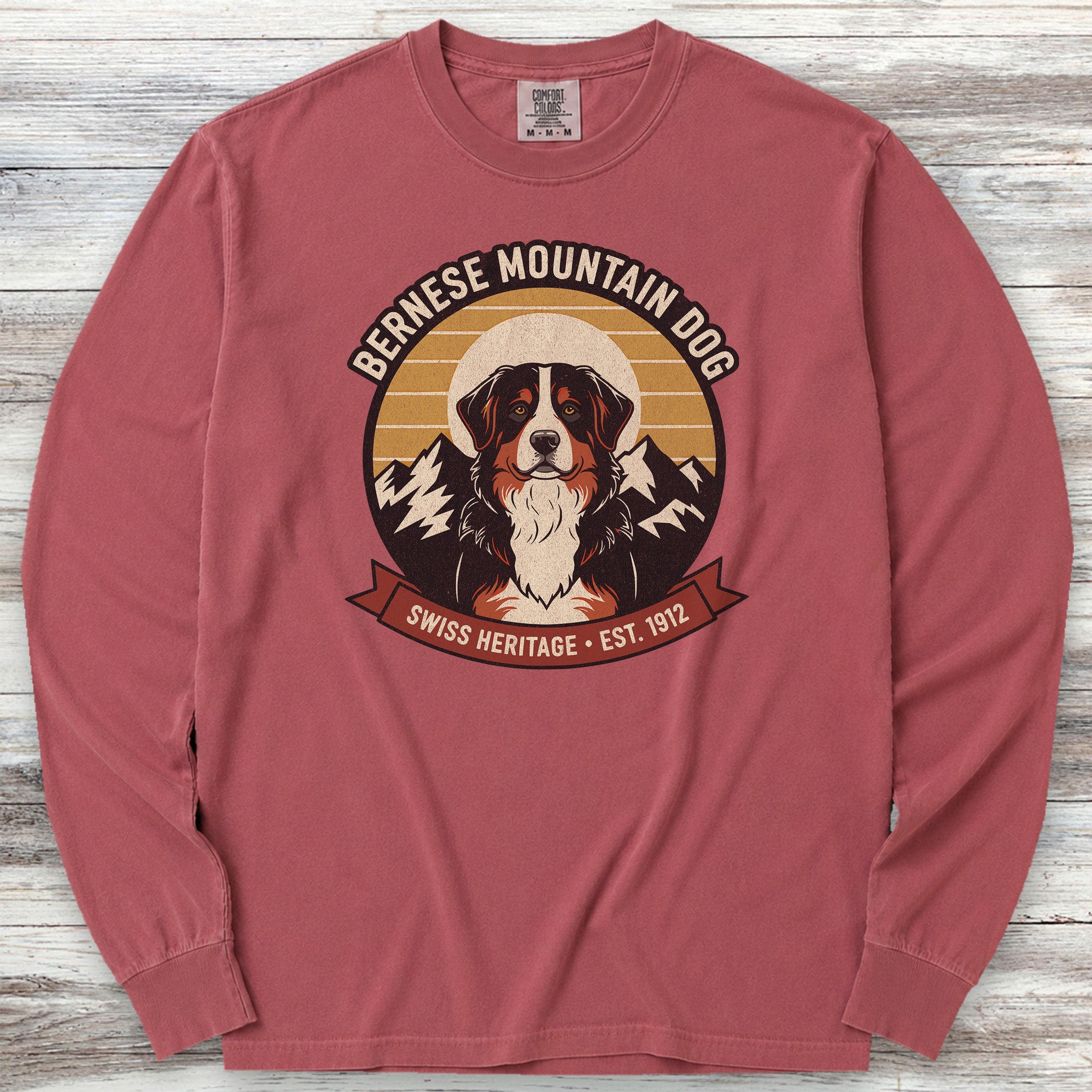 Bernese Mountain Dog Heritage Long Sleeve Tee - Brick
