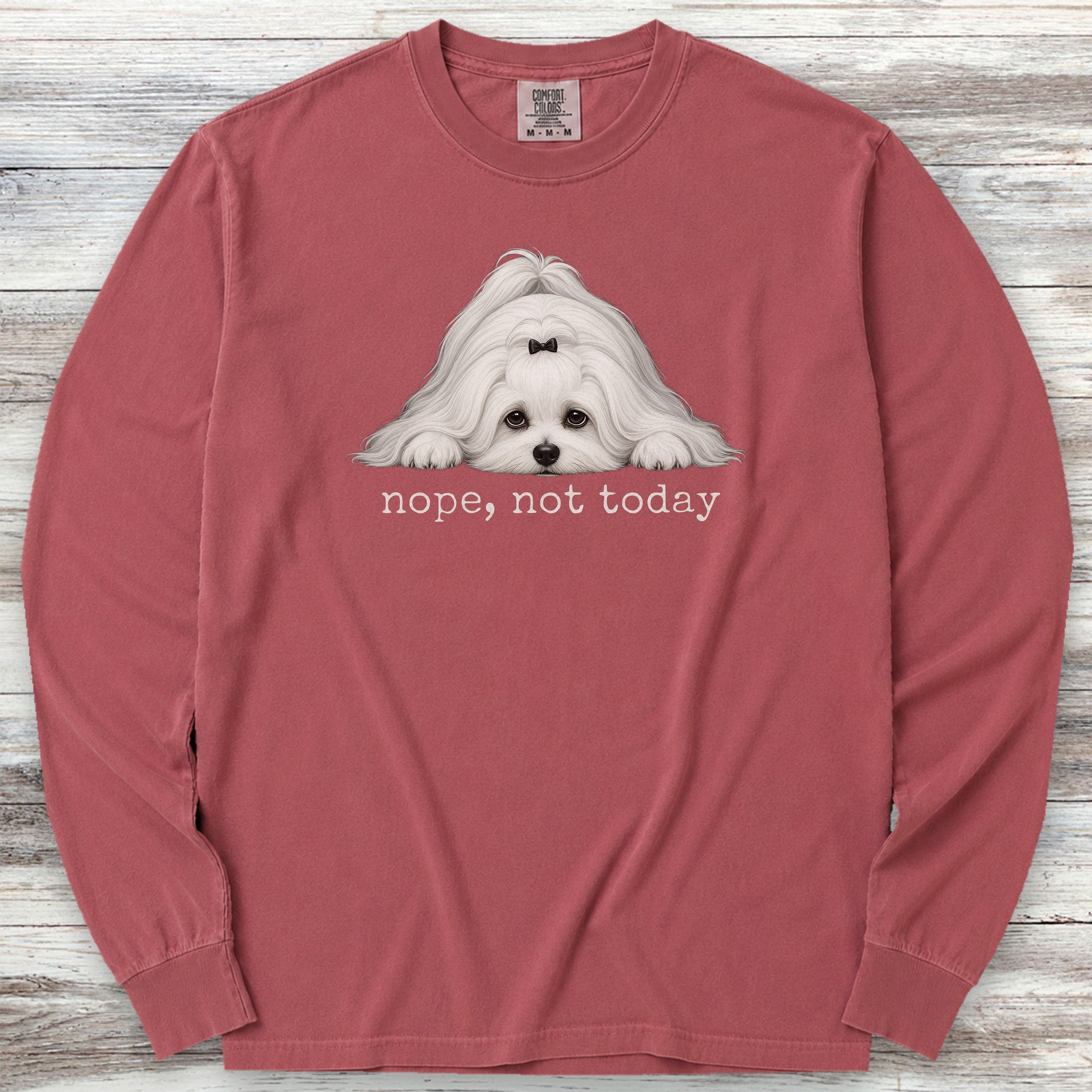 Maltese Nope Long Sleeve Tee - Brick