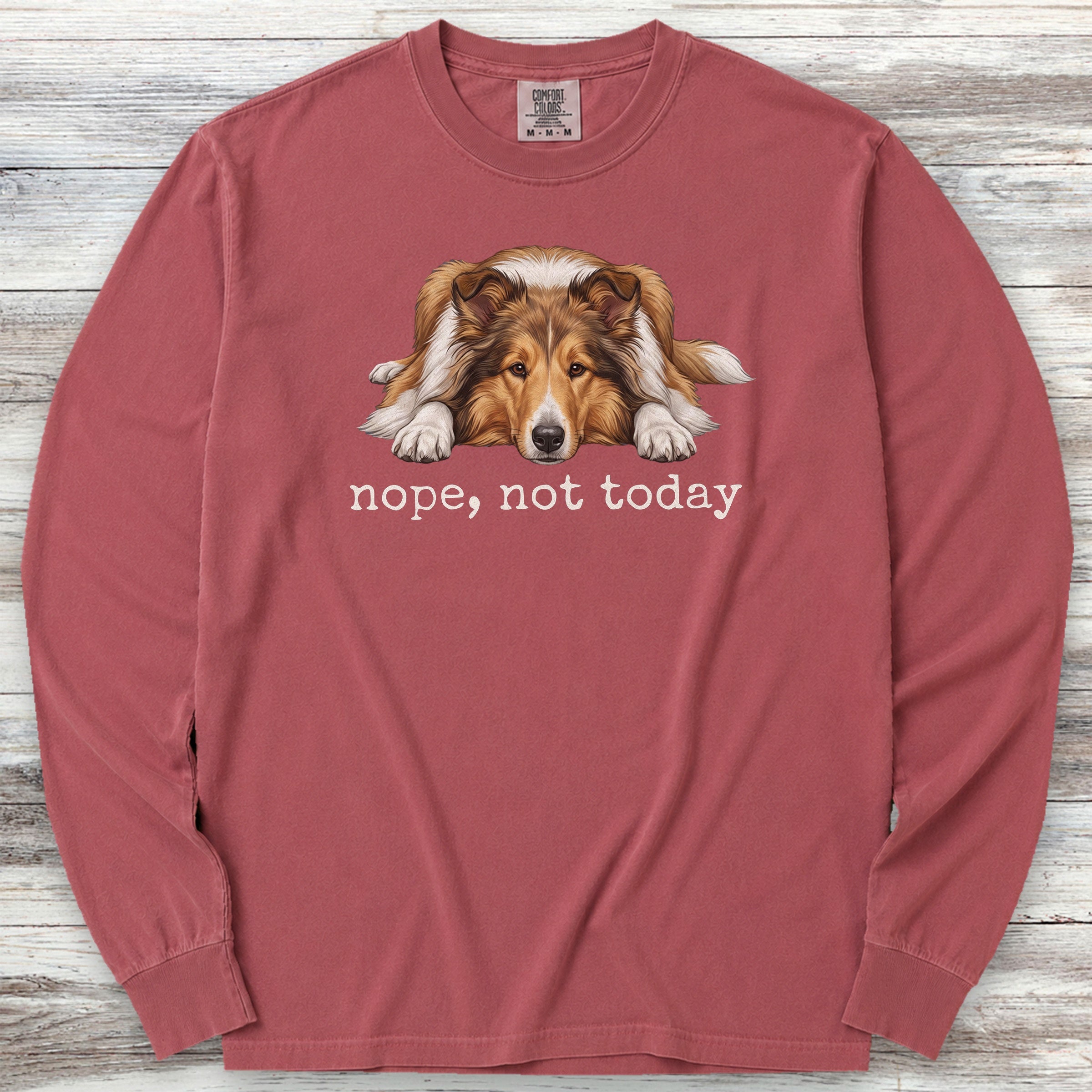 Rough Collie Nope Long Sleeve Tee - Brick