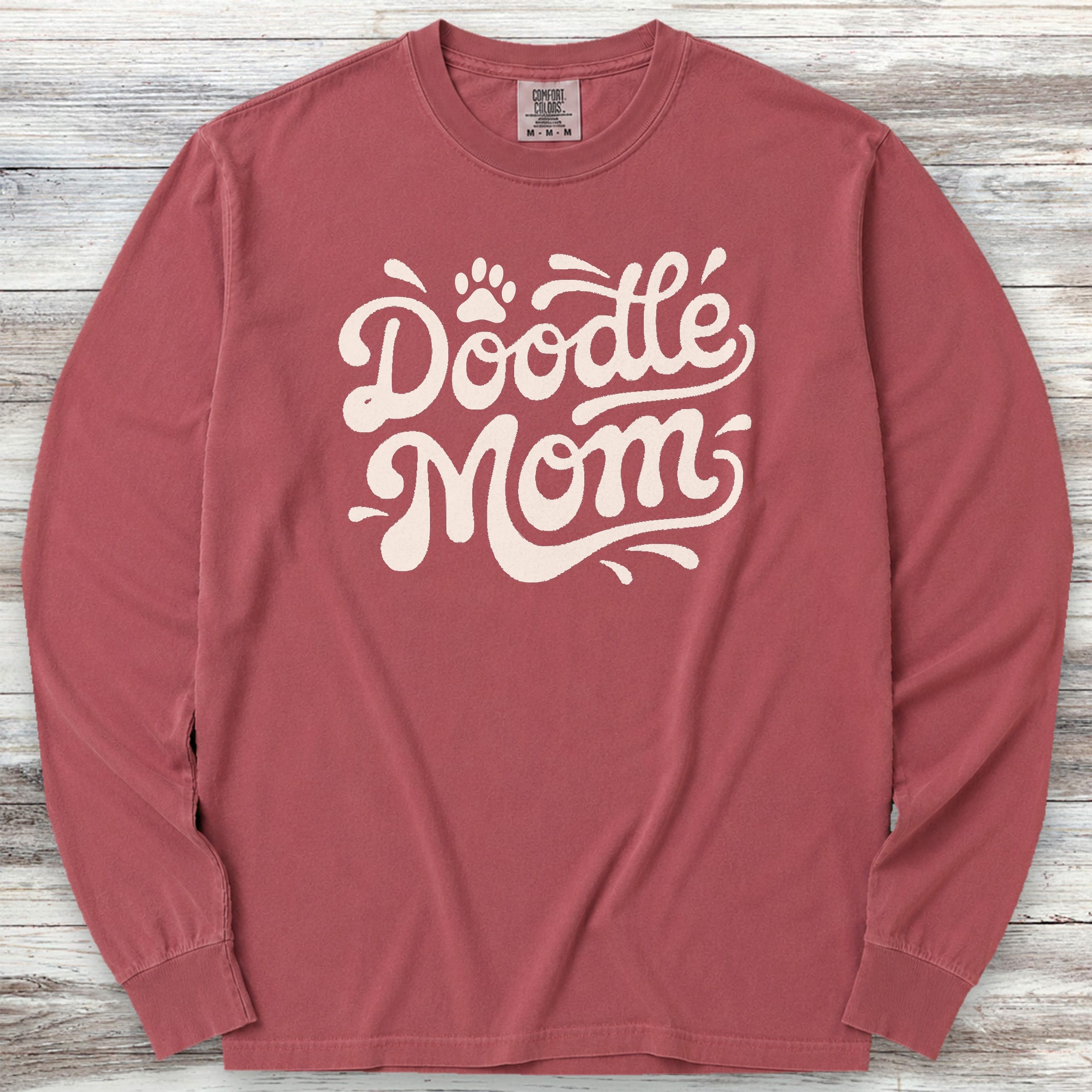 Doodle Groovy Mom Long Sleeve Tee - Brick