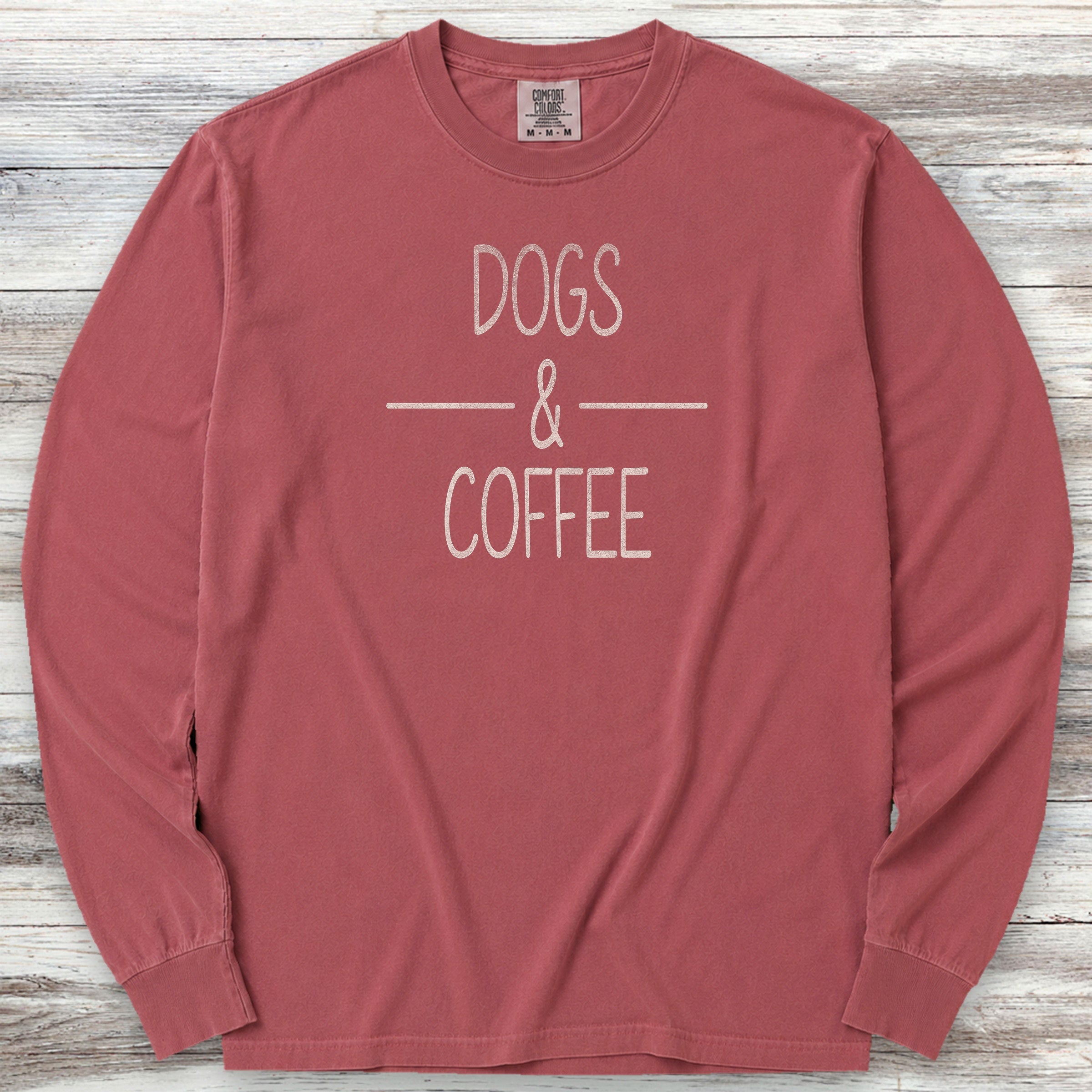 Dogs & Coffee Long Sleeve Tee - Brick