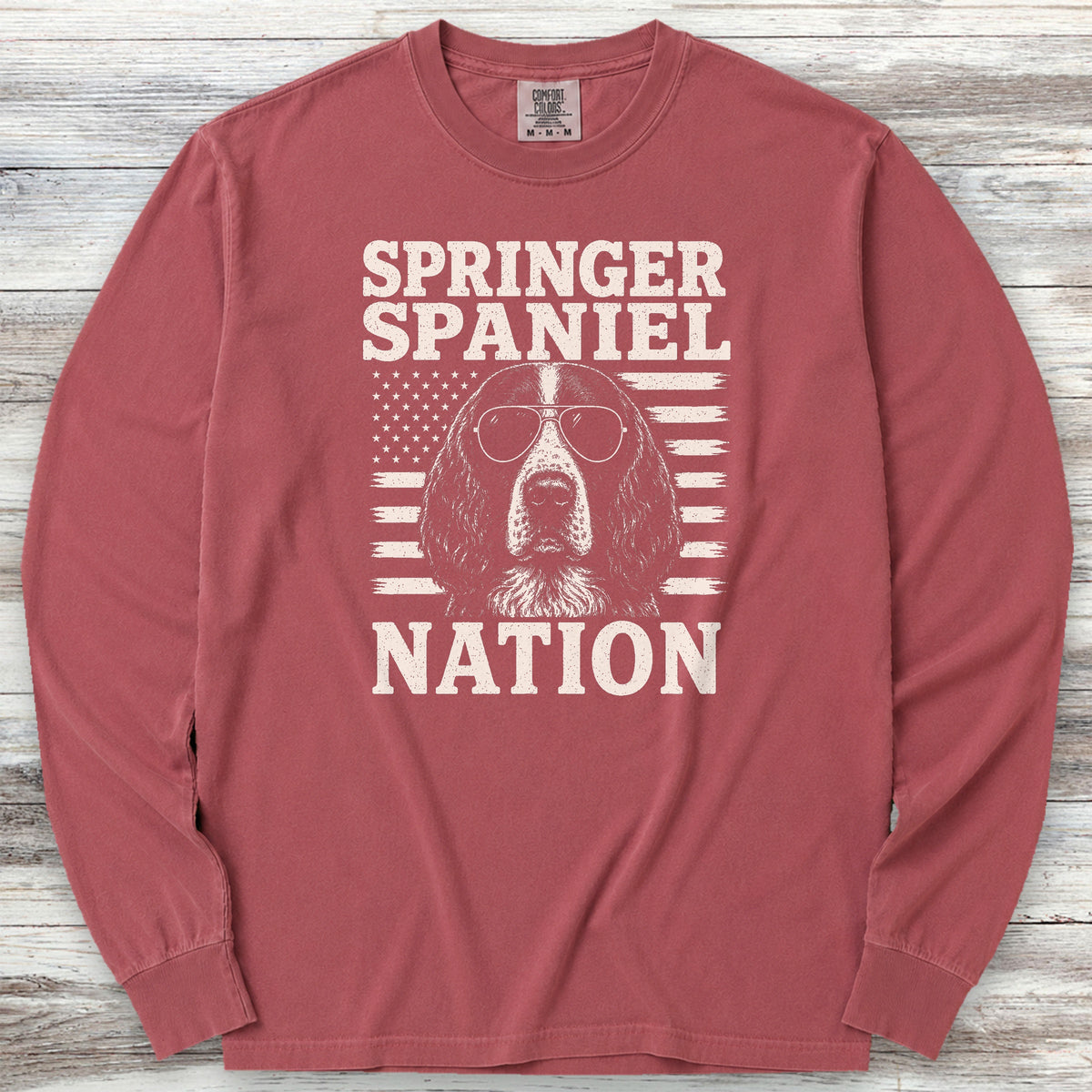 English Springer Spaniel Nation Long Sleeve Tee - Brick
