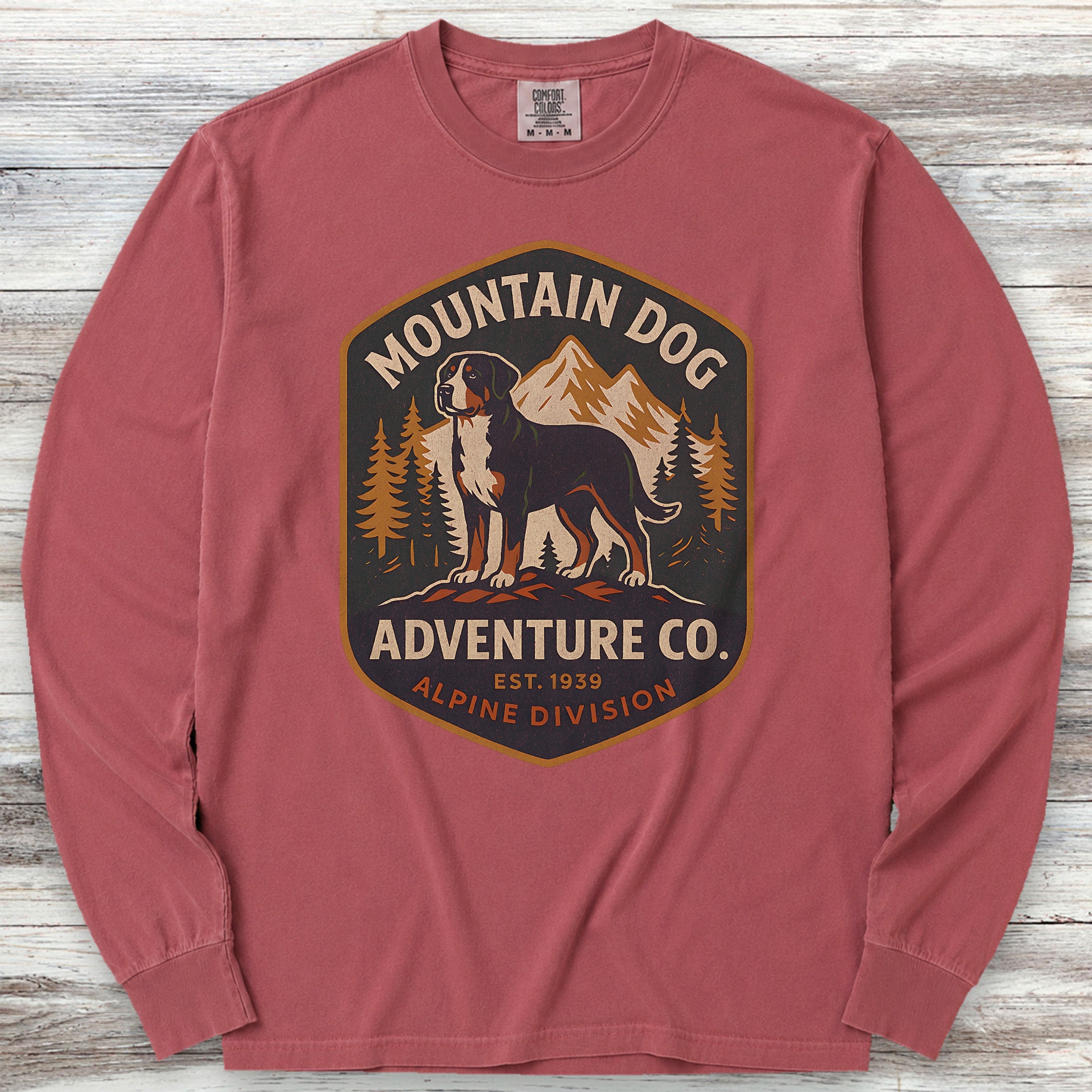 Swiss Mountain Dog Adventure Co Long Sleeve Tee - Brick