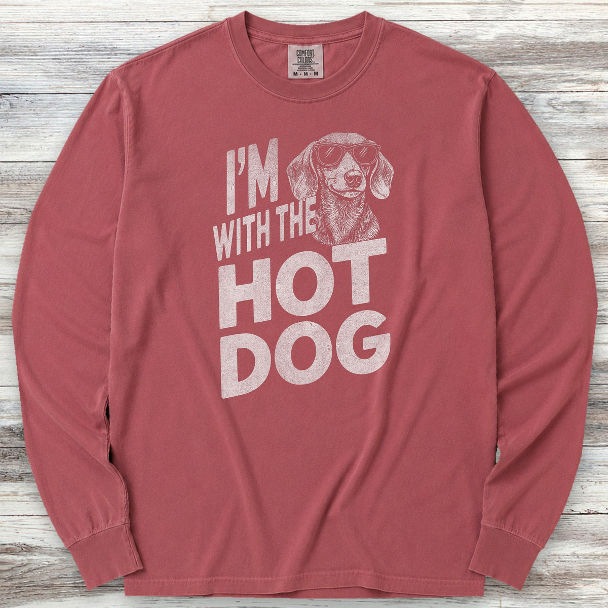 Dachshund Hot Dog Long Sleeve Tee - Brick