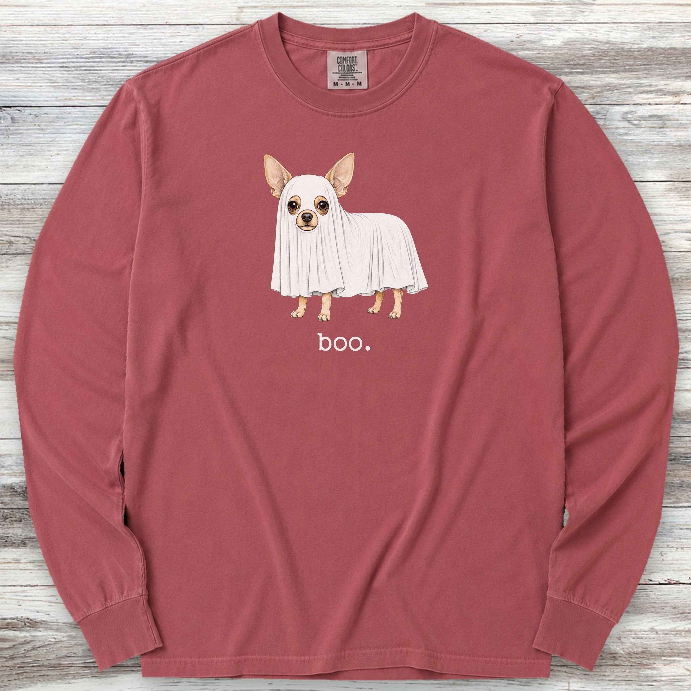 Chihuahua Boo Long Sleeve Tee - Brick