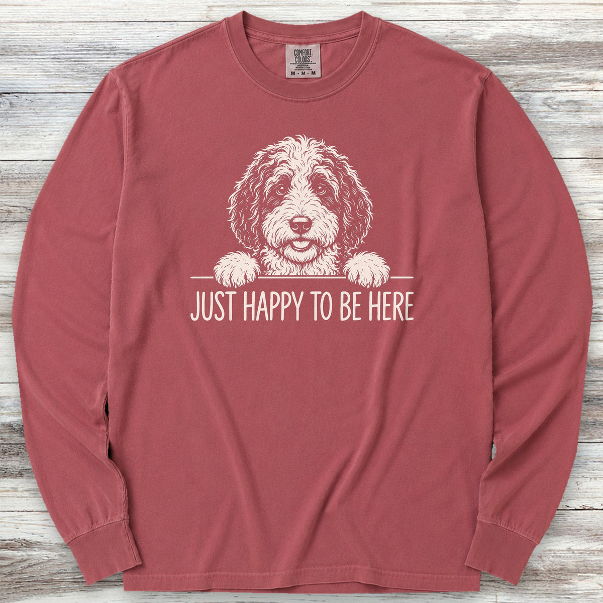 Sheepadoodle Happy Long Sleeve Tee - Brick