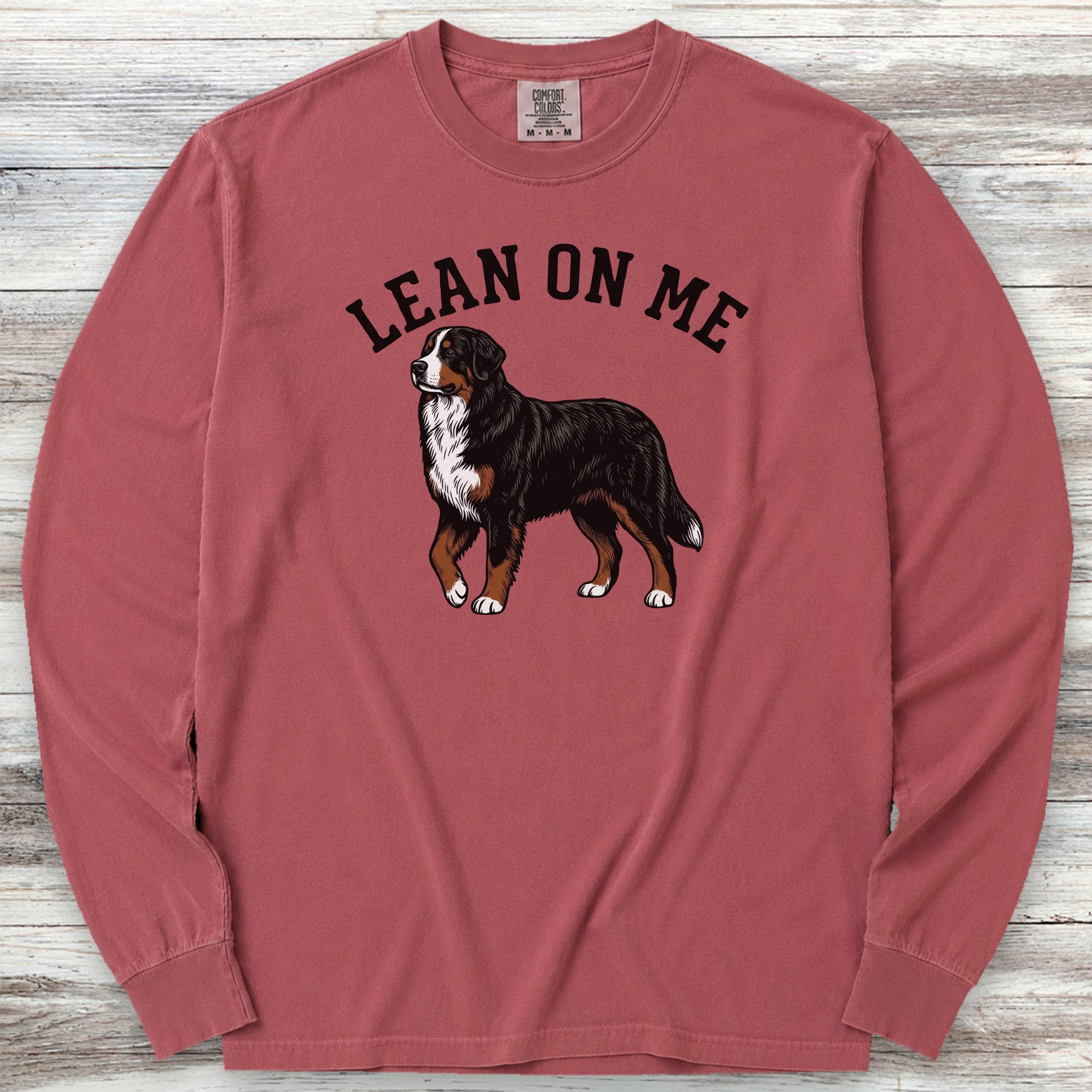 Bernese Mountain Dog Lean on Me Long Sleeve Tee - Brick